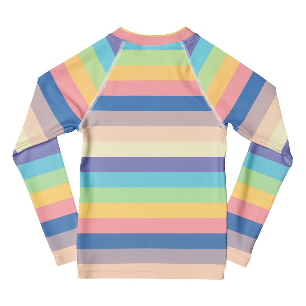 Girls Colorful Beach Striped Long Sleeve Rash Guard Swim Shirt – Buttery Soft, Sun Safe UPF 50+ Protection, Quick Dry & 4-Way Stretch Comfort