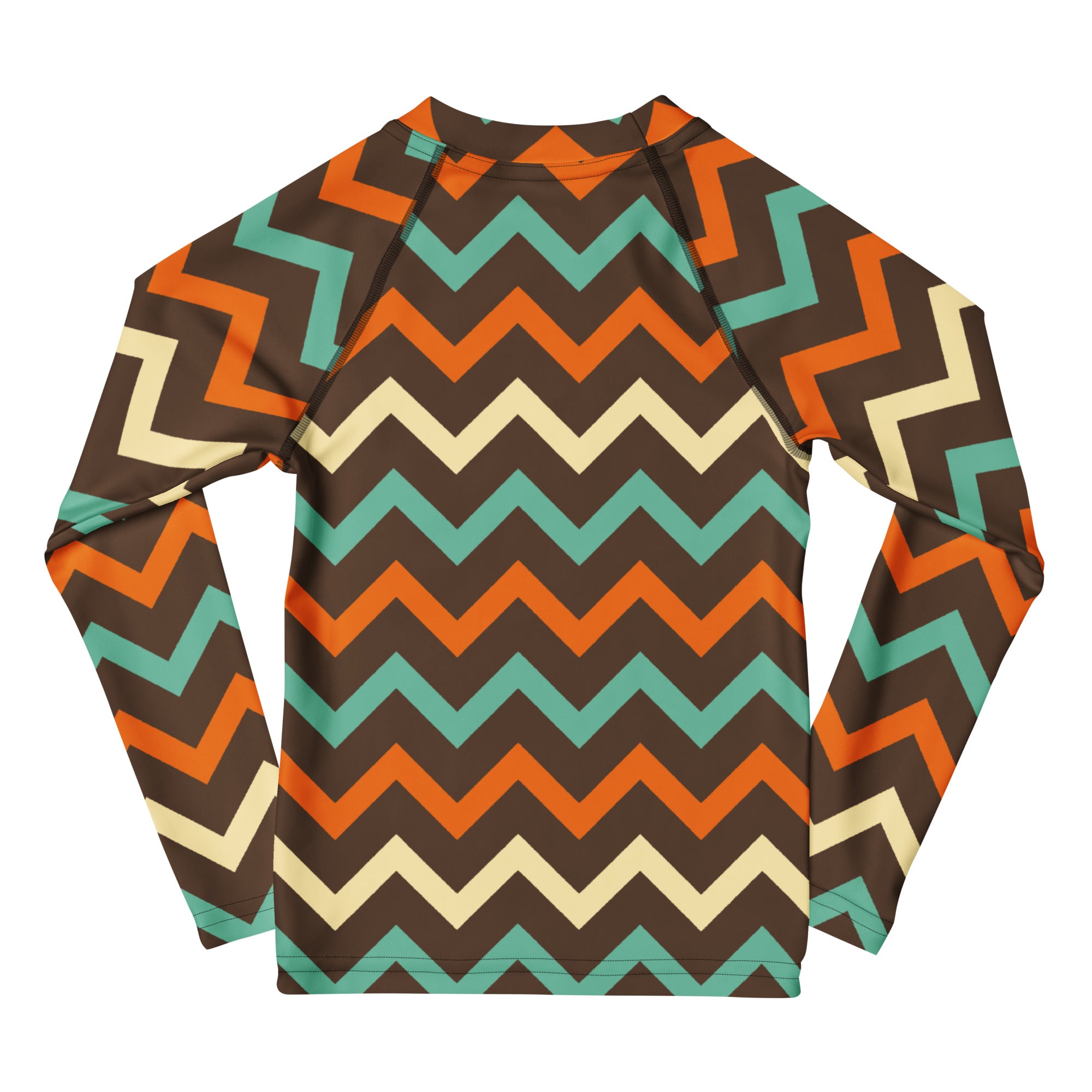 Kids Retro Chevron Long Sleeve Rash Guard Swim Shirt – Buttery Soft, Sun Safe UPF 50+ Protection, Quick Dry & 4-Way Stretch Comfort
