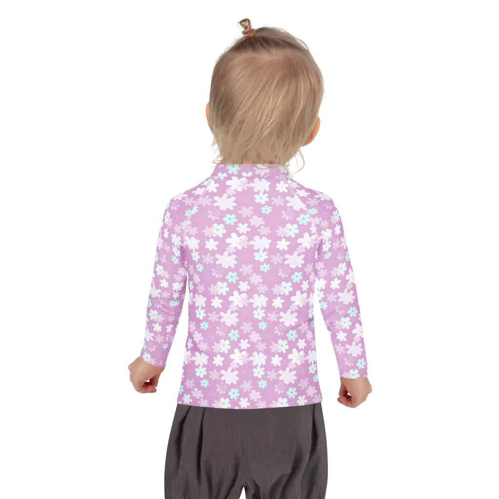 Girls Lavender Wildflower Long Sleeve Rash Guard Swim Shirt – Buttery Soft, Sun Safe UPF 50+ Protection, Quick Dry & 4-Way Stretch Comfort