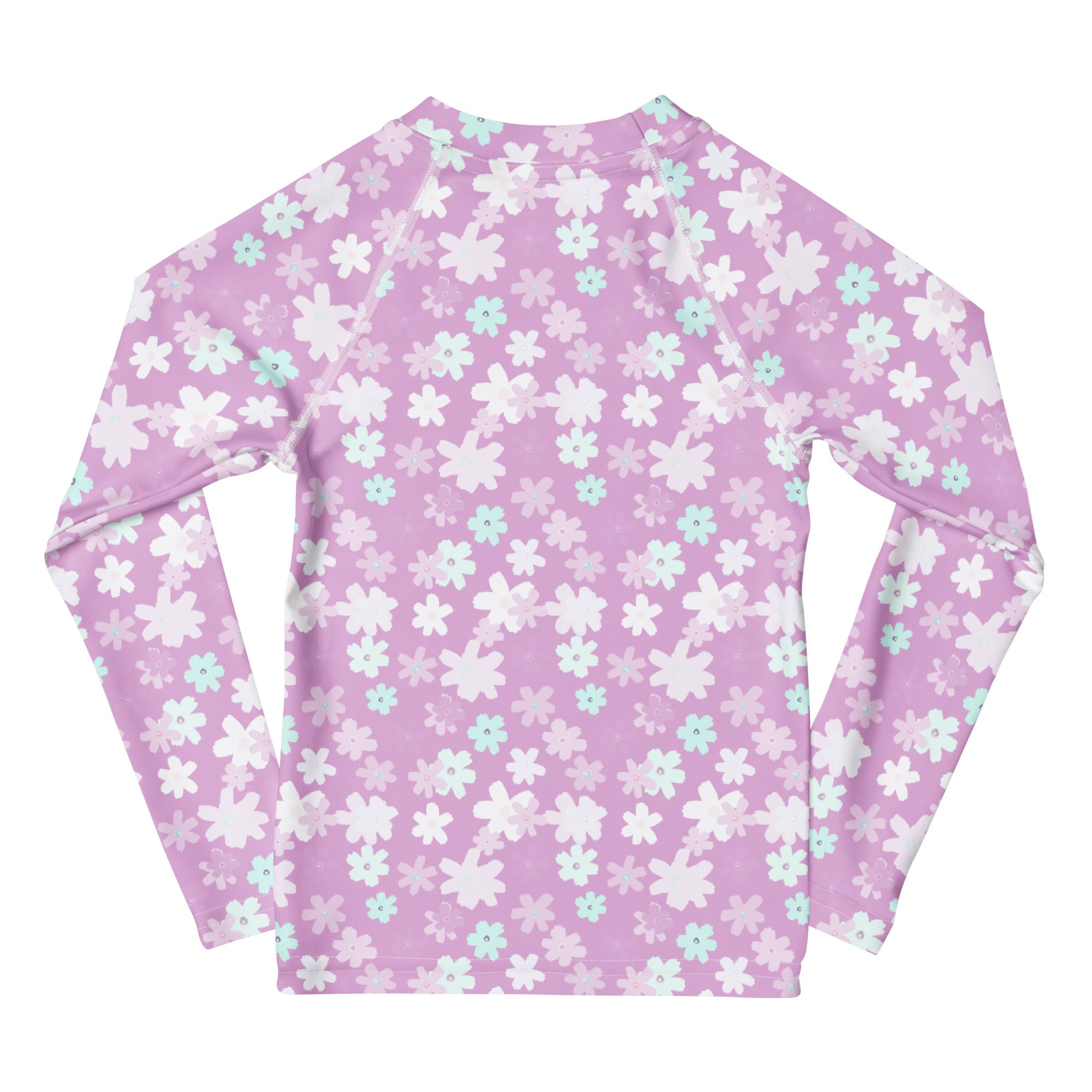 Girls Lavender Wildflower Long Sleeve Rash Guard Swim Shirt – Buttery Soft, Sun Safe UPF 50+ Protection, Quick Dry & 4-Way Stretch Comfort