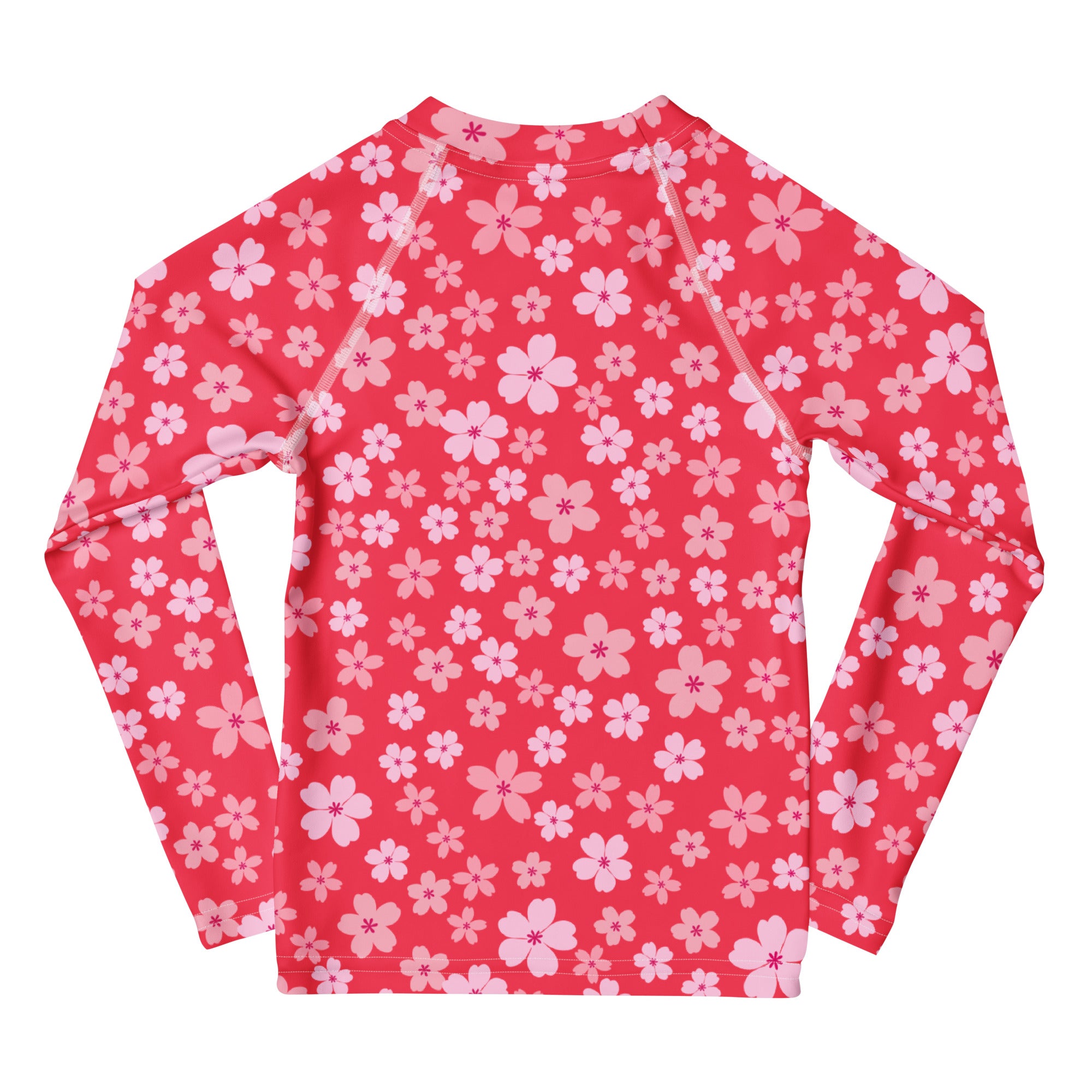 Bright Pink Cherry Blossom Long Sleeve Rash Guard Swim Shirt – Buttery Soft, Sun Safe UPF 50+ Protection, Quick Dry & 4-Way Stretch Comfort