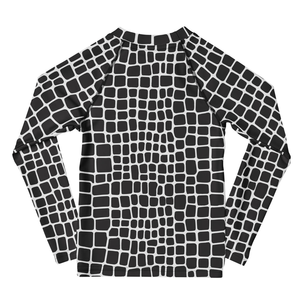 Kids Crocodile Print Long Sleeve Rash Guard Swim Shirt – Buttery Soft, Sun Safe UPF 50+ Protection, Quick Dry & 4-Way Stretch Comfort