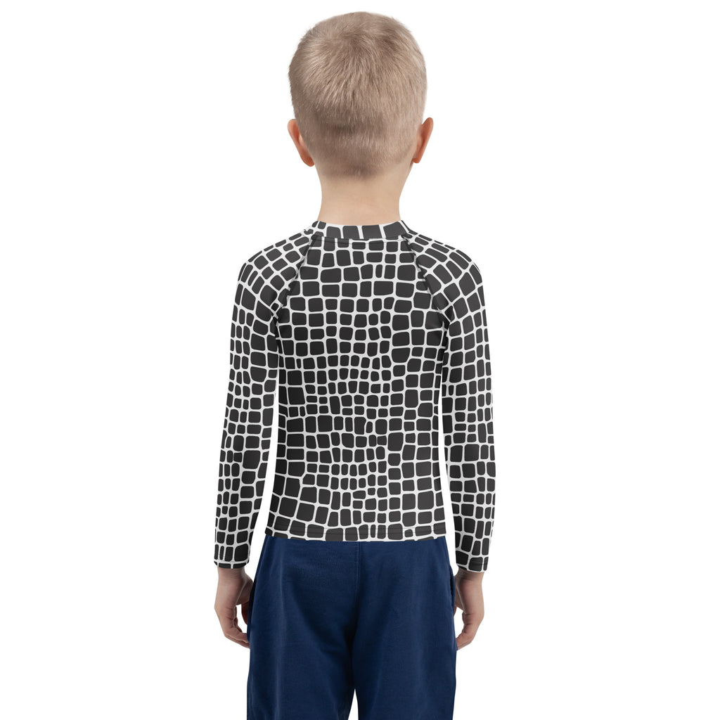 Kids Crocodile Print Long Sleeve Rash Guard Swim Shirt – Buttery Soft, Sun Safe UPF 50+ Protection, Quick Dry & 4-Way Stretch Comfort