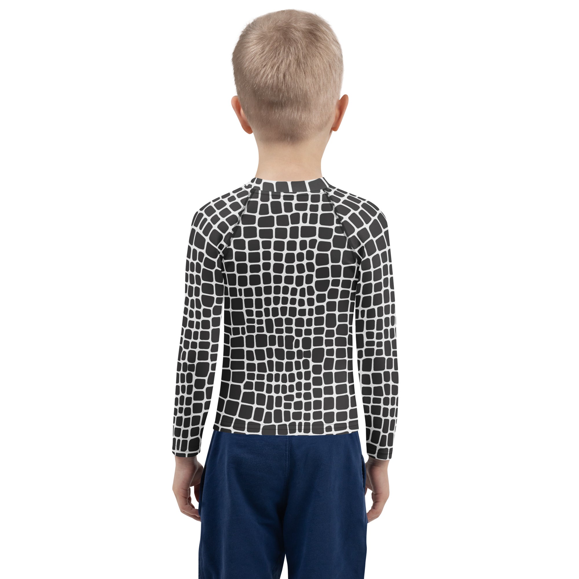Kids Crocodile Print Long Sleeve Rash Guard Swim Shirt – Buttery Soft, Sun Safe UPF 50+ Protection, Quick Dry & 4-Way Stretch Comfort