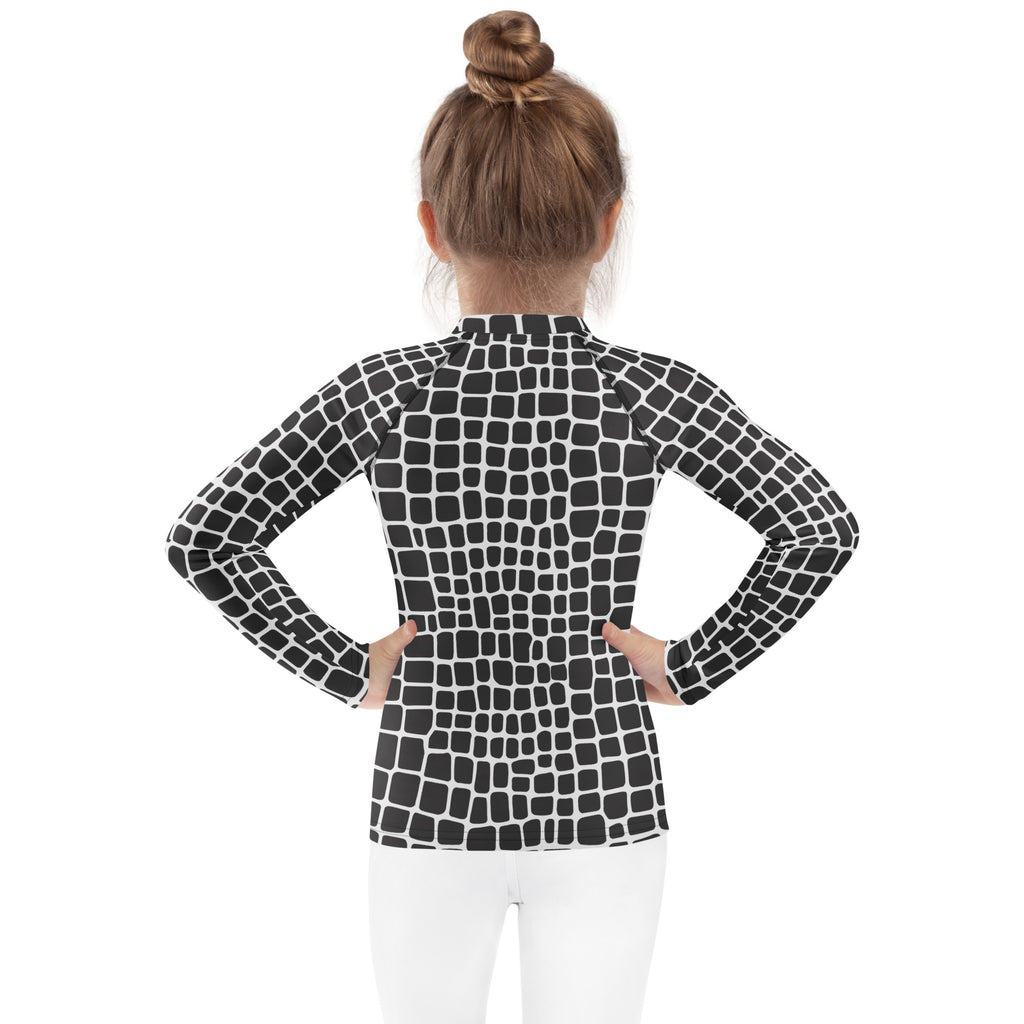 Kids Crocodile Print Long Sleeve Rash Guard Swim Shirt – Buttery Soft, Sun Safe UPF 50+ Protection, Quick Dry & 4-Way Stretch Comfort
