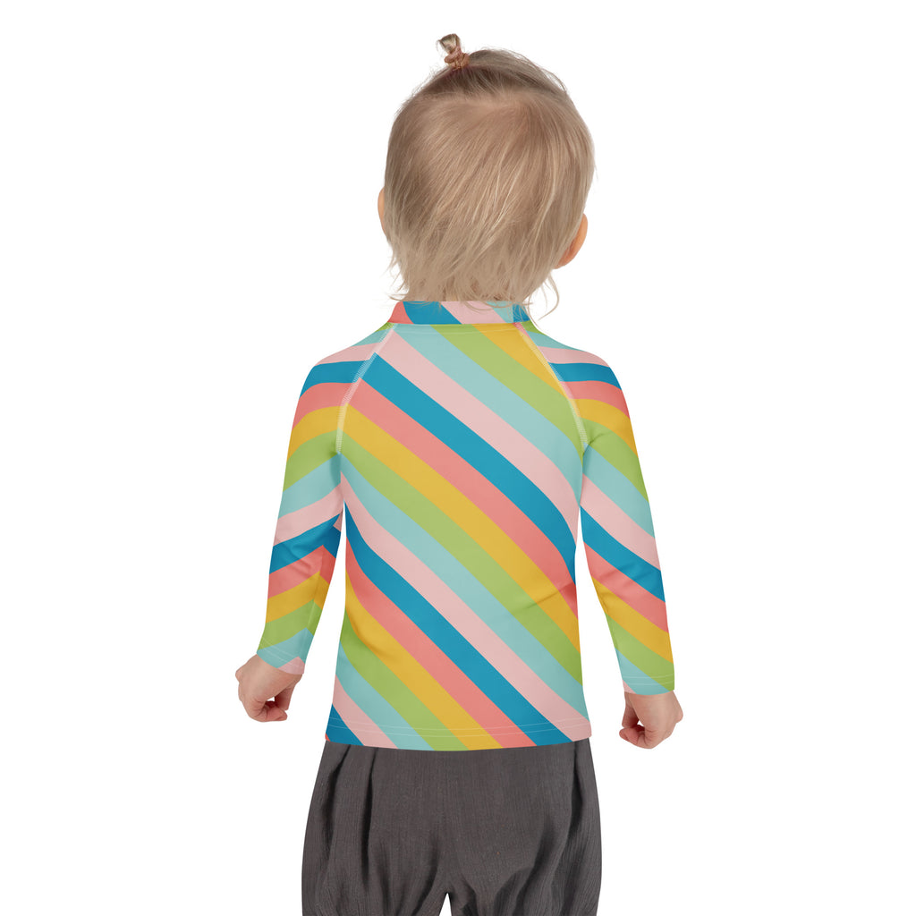Kids Seaside Stripe Long Sleeve Rash Guard Swim Shirt – Buttery Soft, Sun Safe UPF 50+ Protection, Quick Dry & 4-Way Stretch Comfort