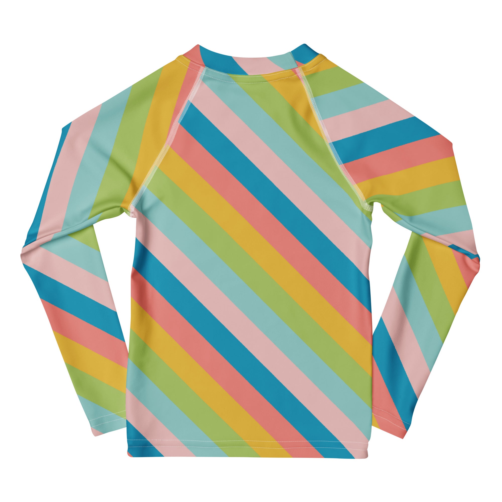Kids Seaside Stripe Long Sleeve Rash Guard Swim Shirt – Buttery Soft, Sun Safe UPF 50+ Protection, Quick Dry & 4-Way Stretch Comfort