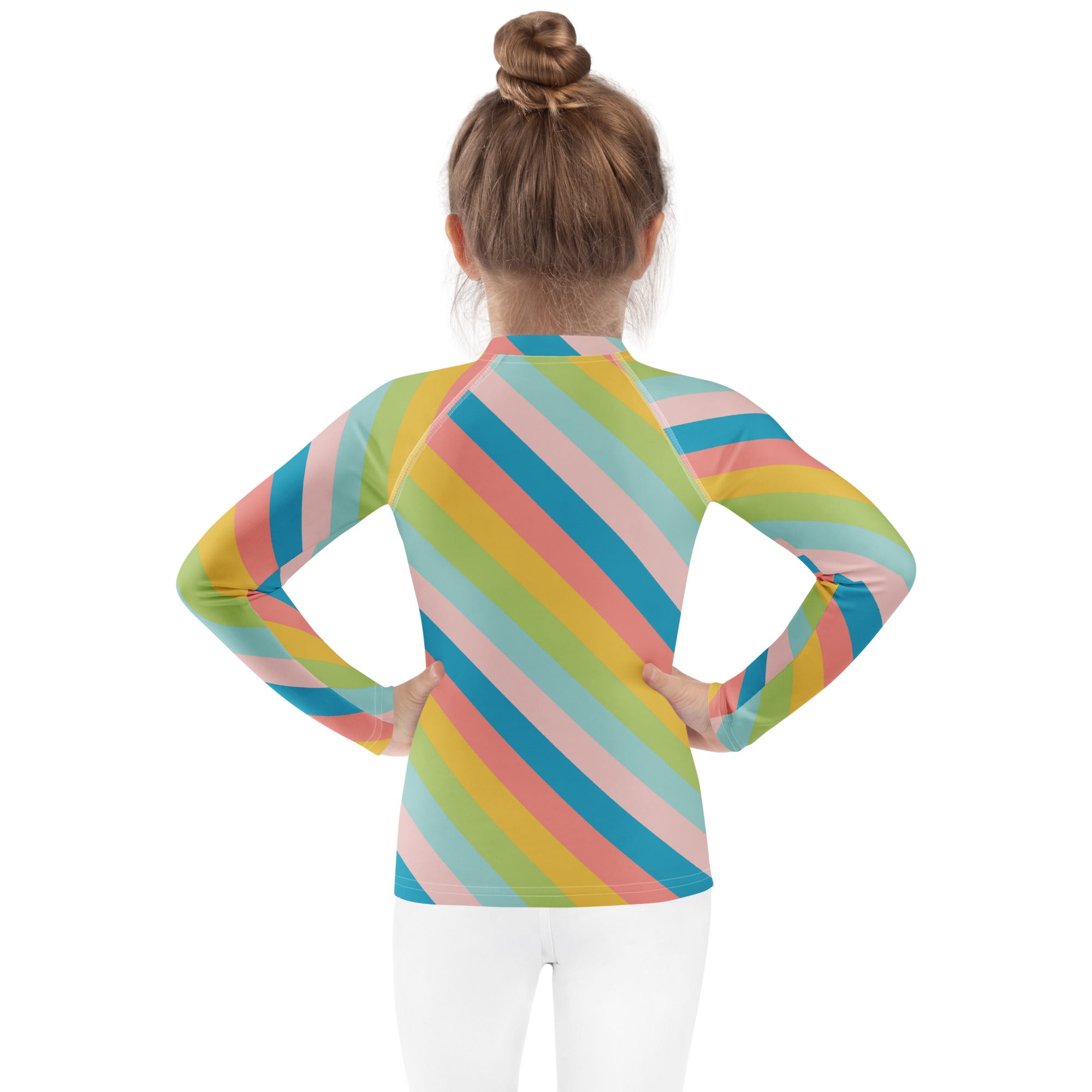 Kids Seaside Stripe Long Sleeve Rash Guard Swim Shirt – Buttery Soft, Sun Safe UPF 50+ Protection, Quick Dry & 4-Way Stretch Comfort
