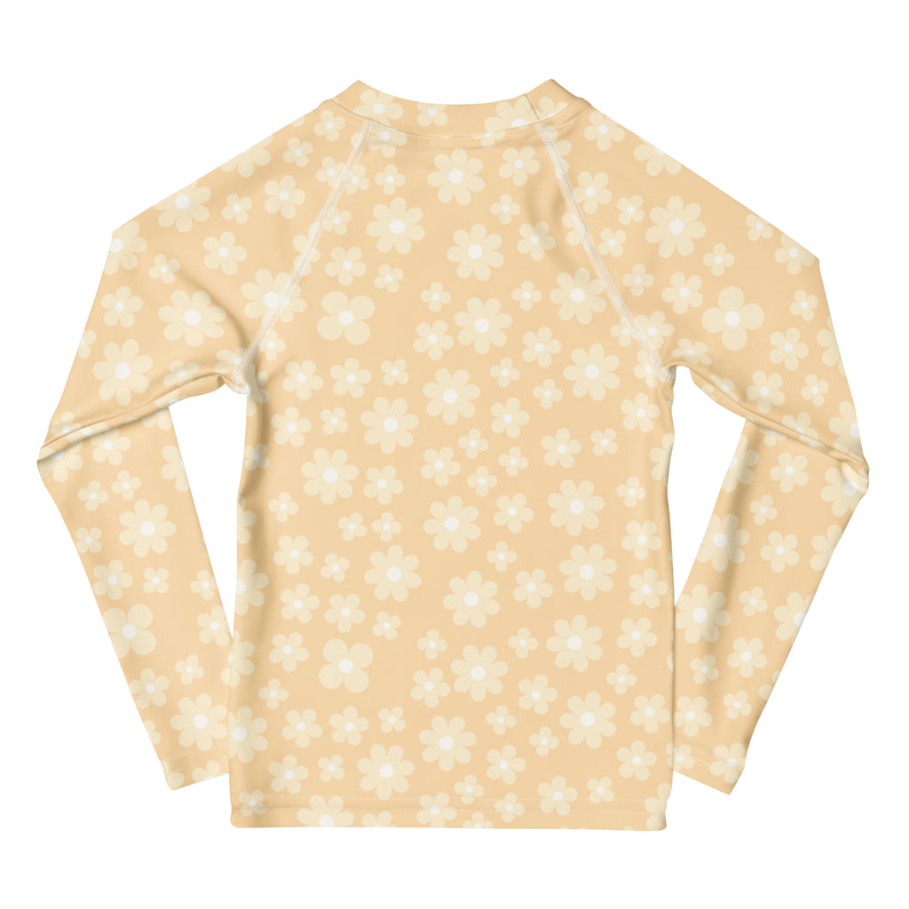Kids Buttercup Bloom Long Sleeve Rash Guard Swim Shirt – Buttery Soft, Sun Safe UPF 50+ Protection, Quick Dry & 4-Way Stretch Comfort