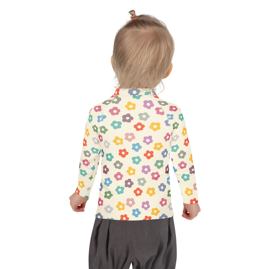 Kids Confetti Bloom Long Sleeve Rash Guard Swim Shirt – Buttery Soft, Sun Safe UPF 50+ Protection, Quick Dry & 4-Way Stretch Comfort