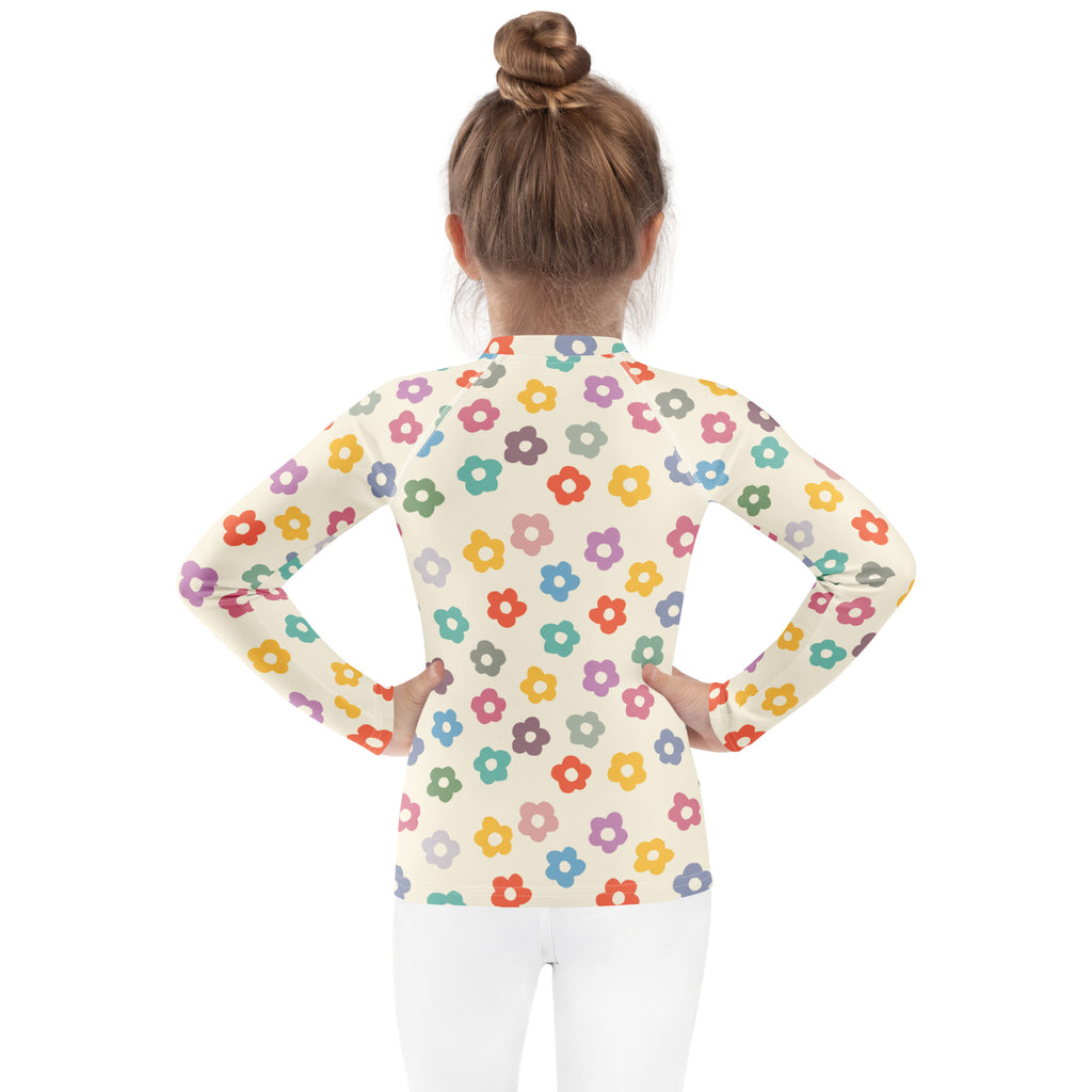 Kids Confetti Bloom Long Sleeve Rash Guard Swim Shirt – Buttery Soft, Sun Safe UPF 50+ Protection, Quick Dry & 4-Way Stretch Comfort