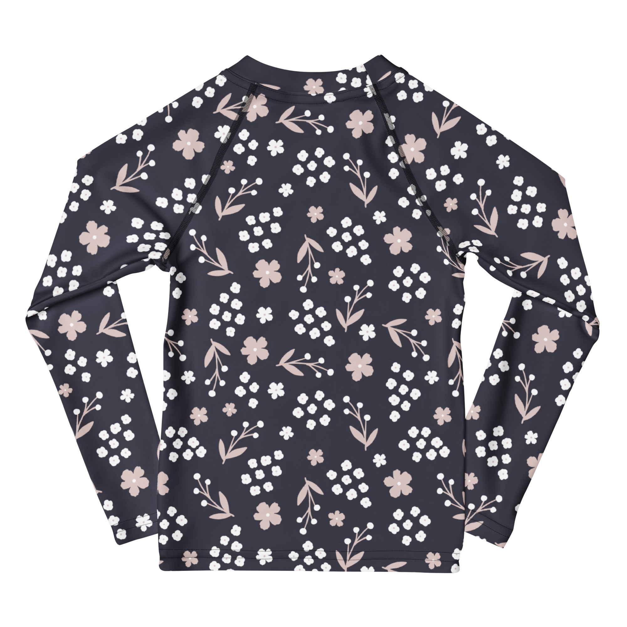 Kids Midnight Wildflower Long Sleeve Rash Guard Swim Shirt – Buttery Soft, Sun Safe UPF 50+ Protection, Quick Dry & 4-Way Stretch Comfort