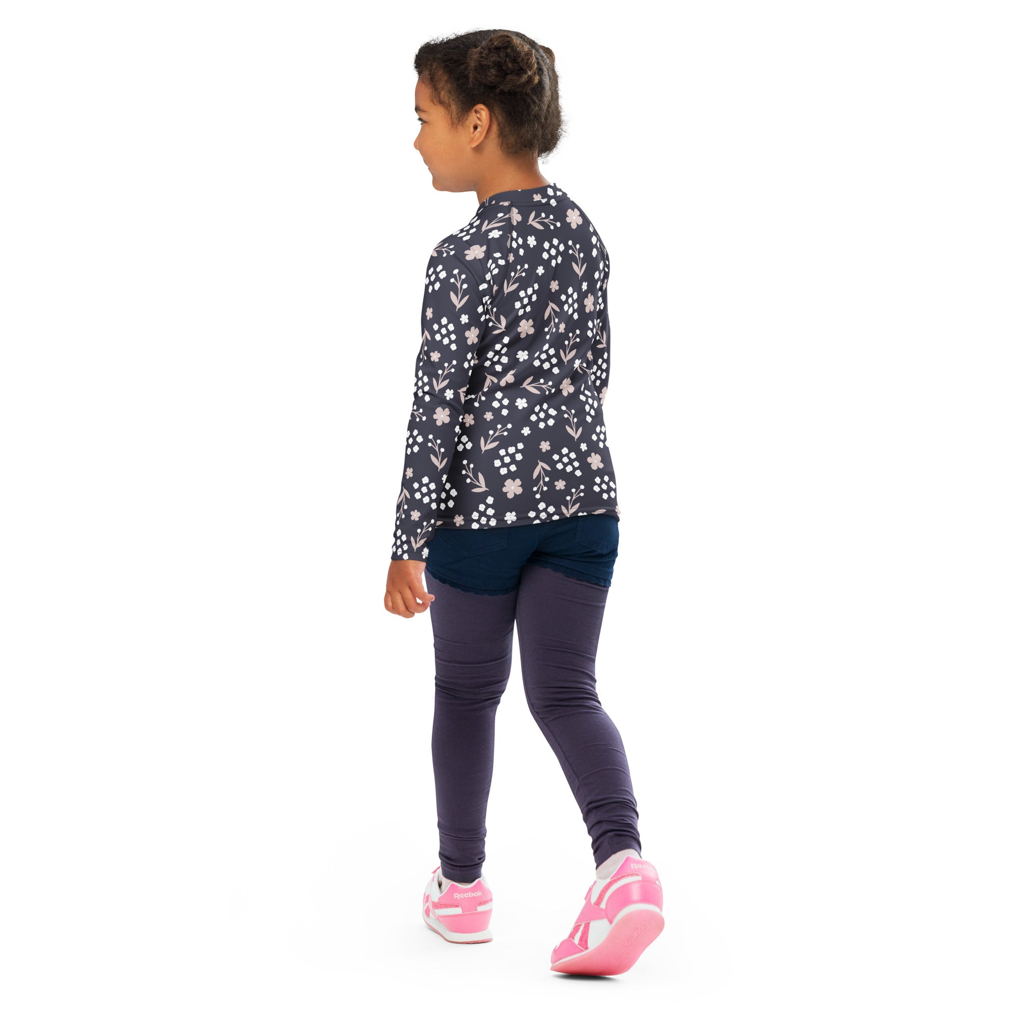 Kids Midnight Wildflower Long Sleeve Rash Guard Swim Shirt – Buttery Soft, Sun Safe UPF 50+ Protection, Quick Dry & 4-Way Stretch Comfort