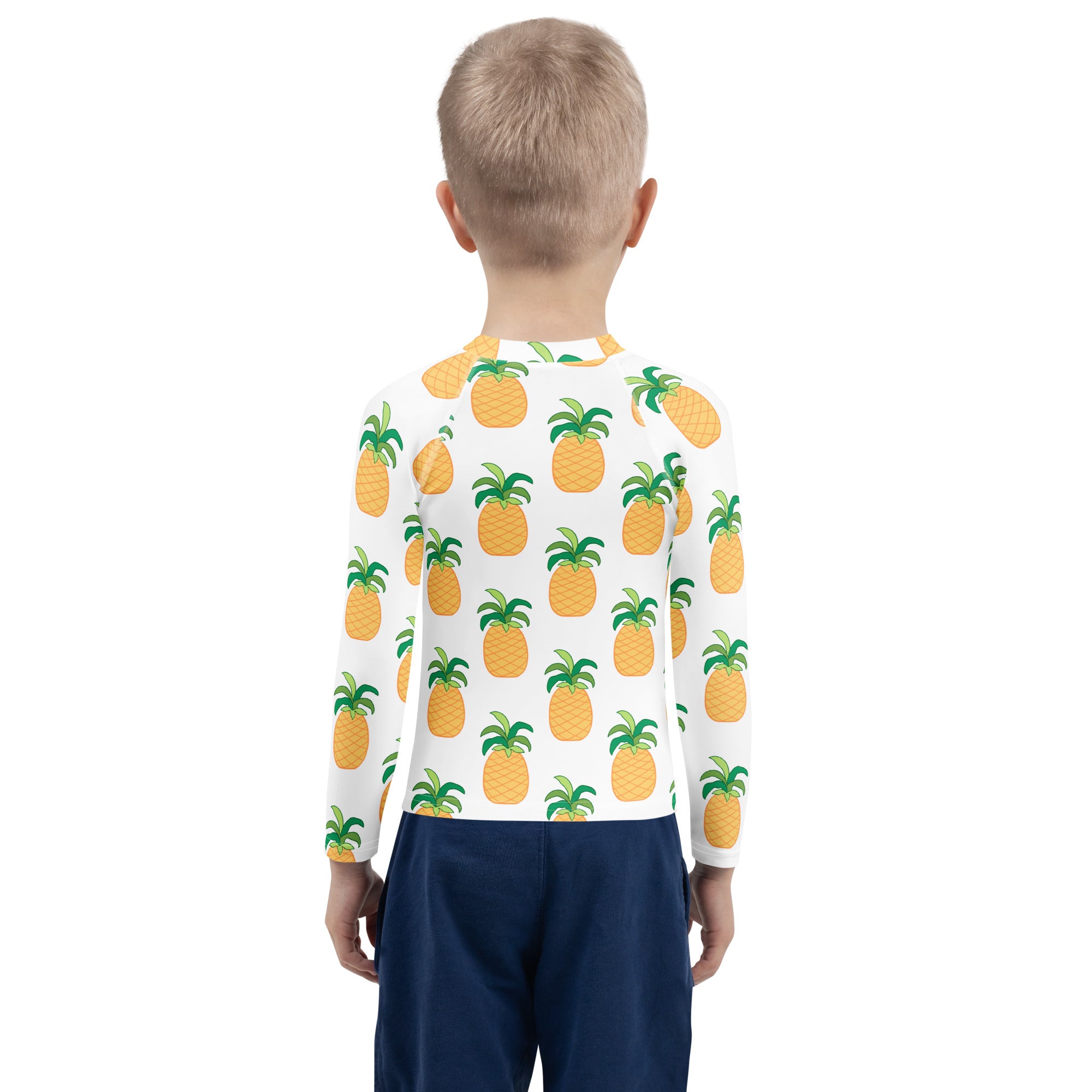 Kids Tropical Pineapple Long Sleeve Rash Guard Swim Shirt – Buttery Soft, Sun Safe UPF 50+ Protection, Quick Dry & 4-Way Stretch Comfort