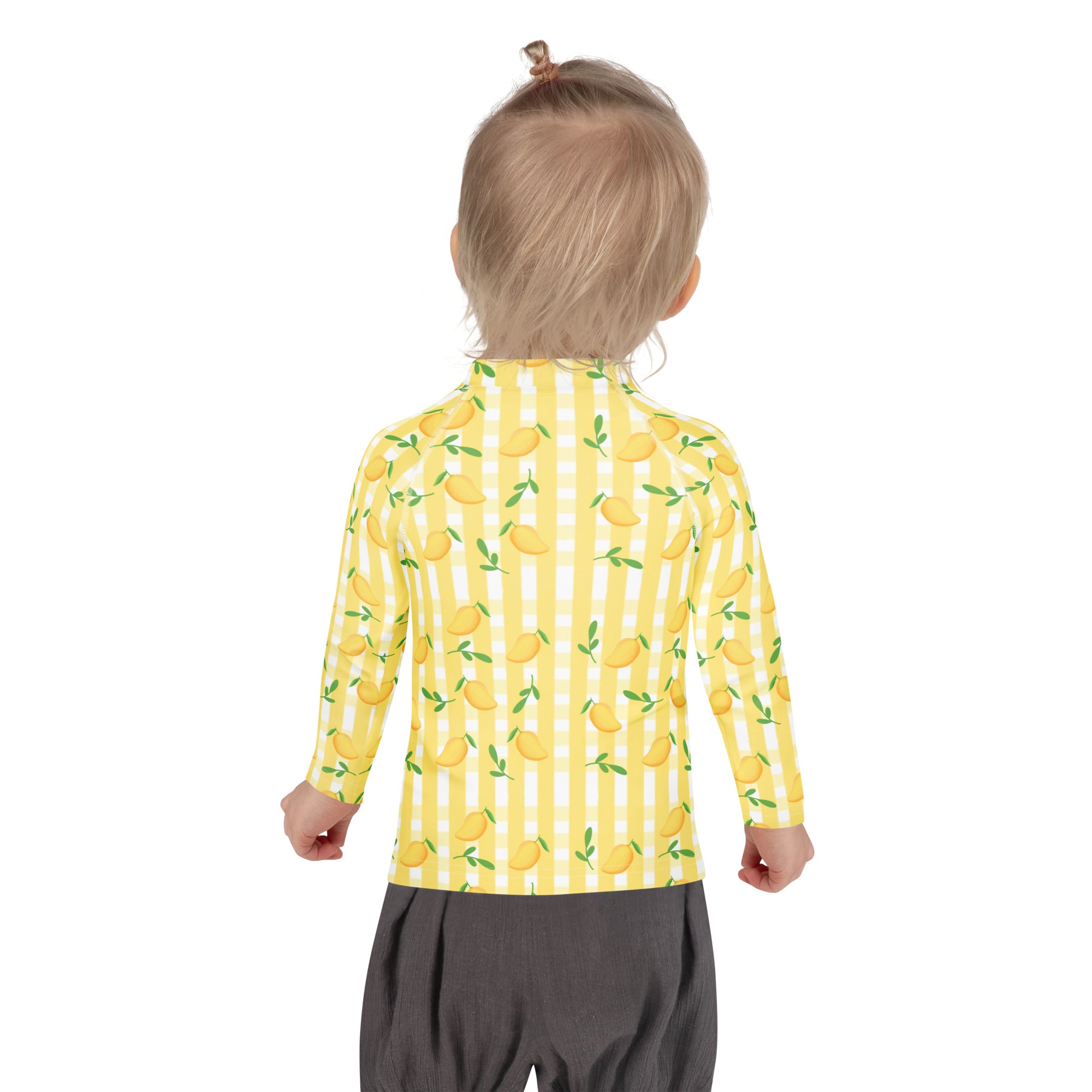 Kids Sunny Lemon Stripe Long Sleeve Rash Guard Swim Shirt – Buttery Soft, Sun Safe UPF 50+ Protection, Quick Dry & 4-Way Stretch Comfort