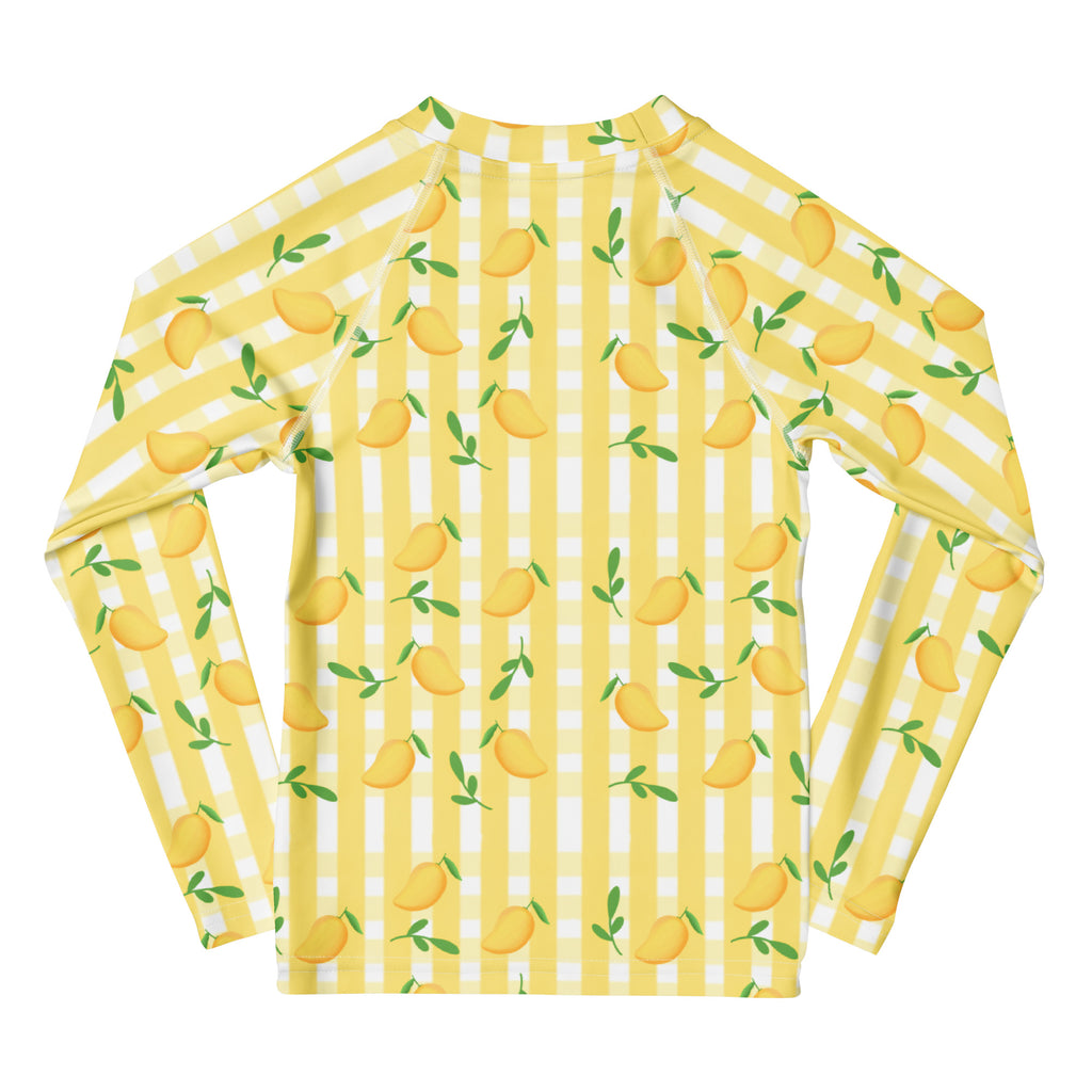 Kids Sunny Lemon Stripe Long Sleeve Rash Guard Swim Shirt – Buttery Soft, Sun Safe UPF 50+ Protection, Quick Dry & 4-Way Stretch Comfort