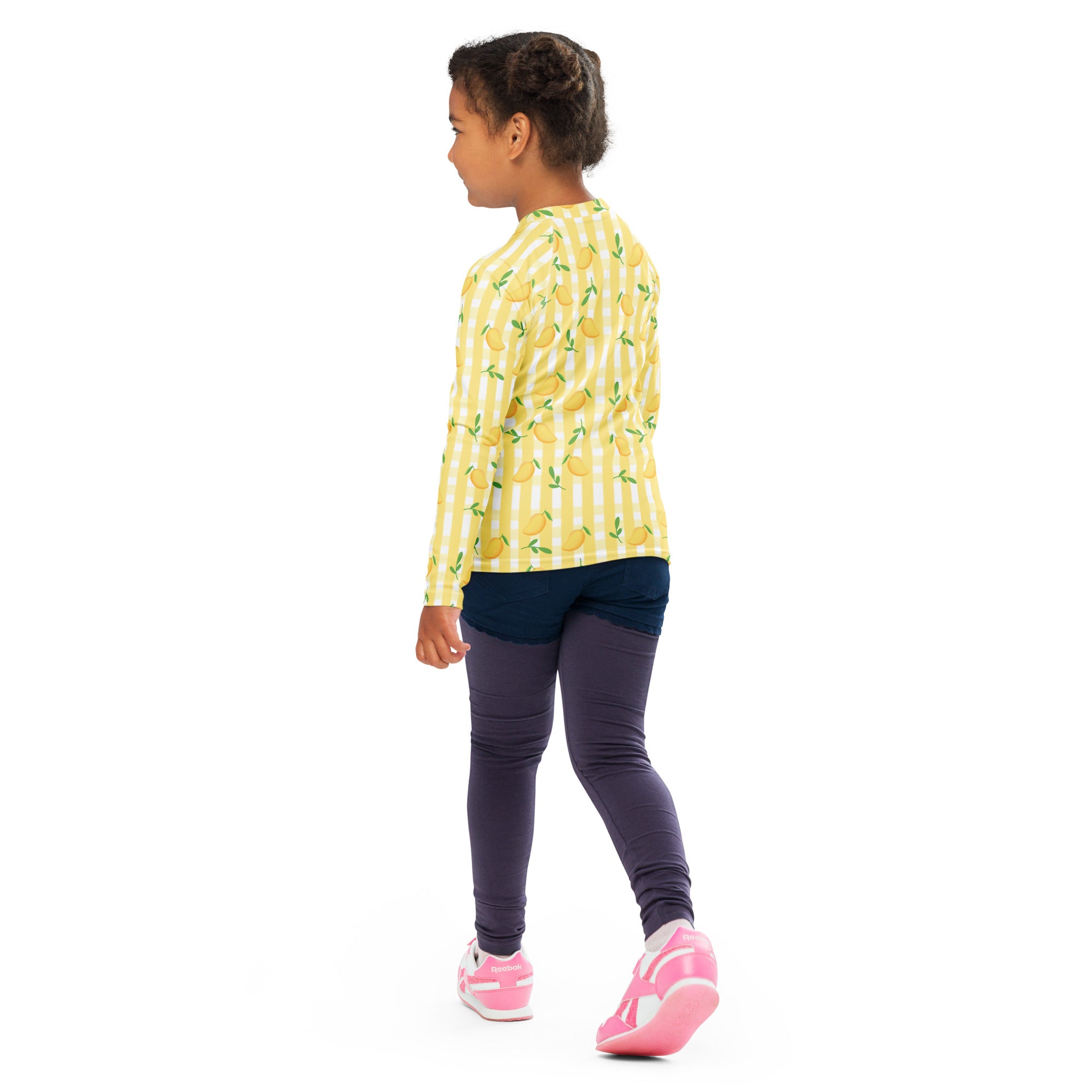 Kids Sunny Lemon Stripe Long Sleeve Rash Guard Swim Shirt – Buttery Soft, Sun Safe UPF 50+ Protection, Quick Dry & 4-Way Stretch Comfort