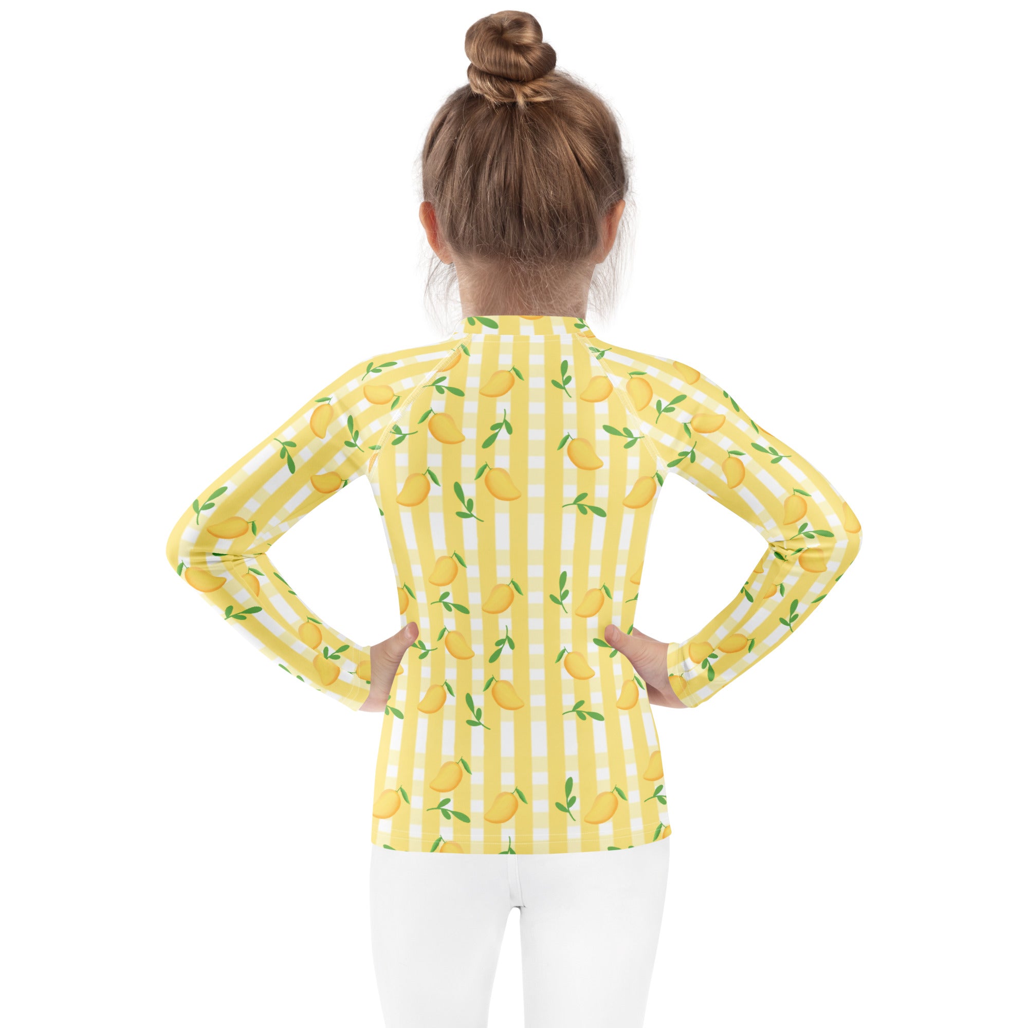Kids Sunny Lemon Stripe Long Sleeve Rash Guard Swim Shirt – Buttery Soft, Sun Safe UPF 50+ Protection, Quick Dry & 4-Way Stretch Comfort