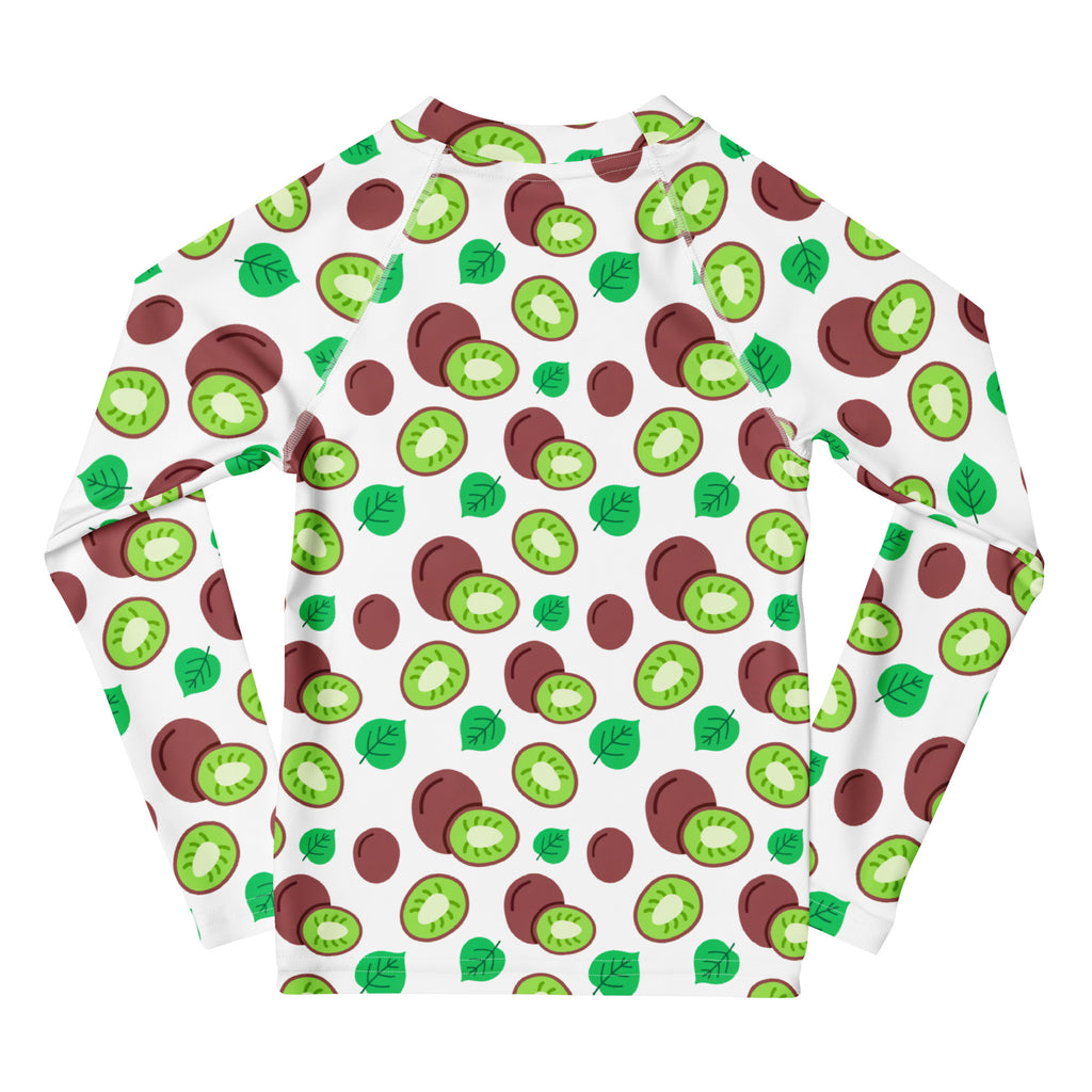 Kids Summer Kiwi Long Sleeve Rash Guard Swim Shirt – Buttery Soft, Sun Safe UPF 50+ Protection, Quick Dry & 4-Way Stretch Comfort