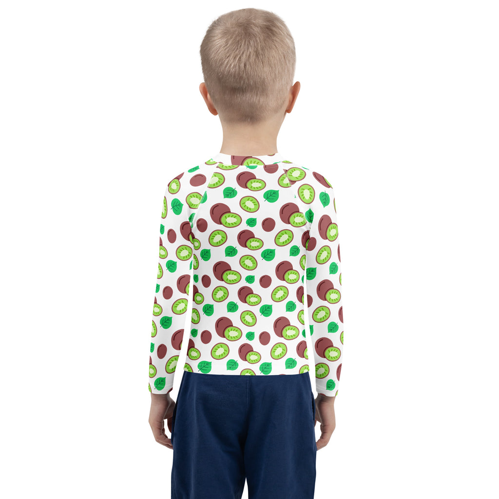 Kids Summer Kiwi Long Sleeve Rash Guard Swim Shirt – Buttery Soft, Sun Safe UPF 50+ Protection, Quick Dry & 4-Way Stretch Comfort