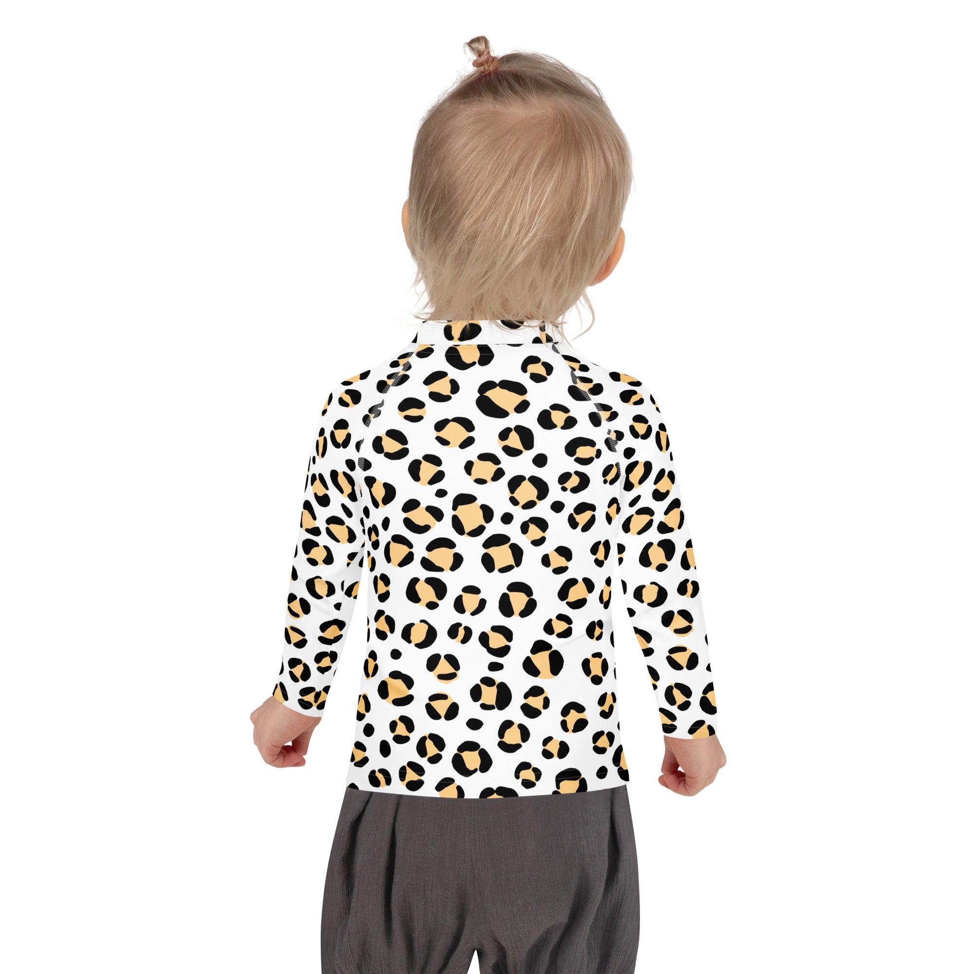 Kids Yellow Snow Leopard Long Sleeve Rash Guard Swim Shirt – Buttery Soft, Sun Safe UPF 50+ Protection, Quick Dry & 4-Way Stretch Comfort