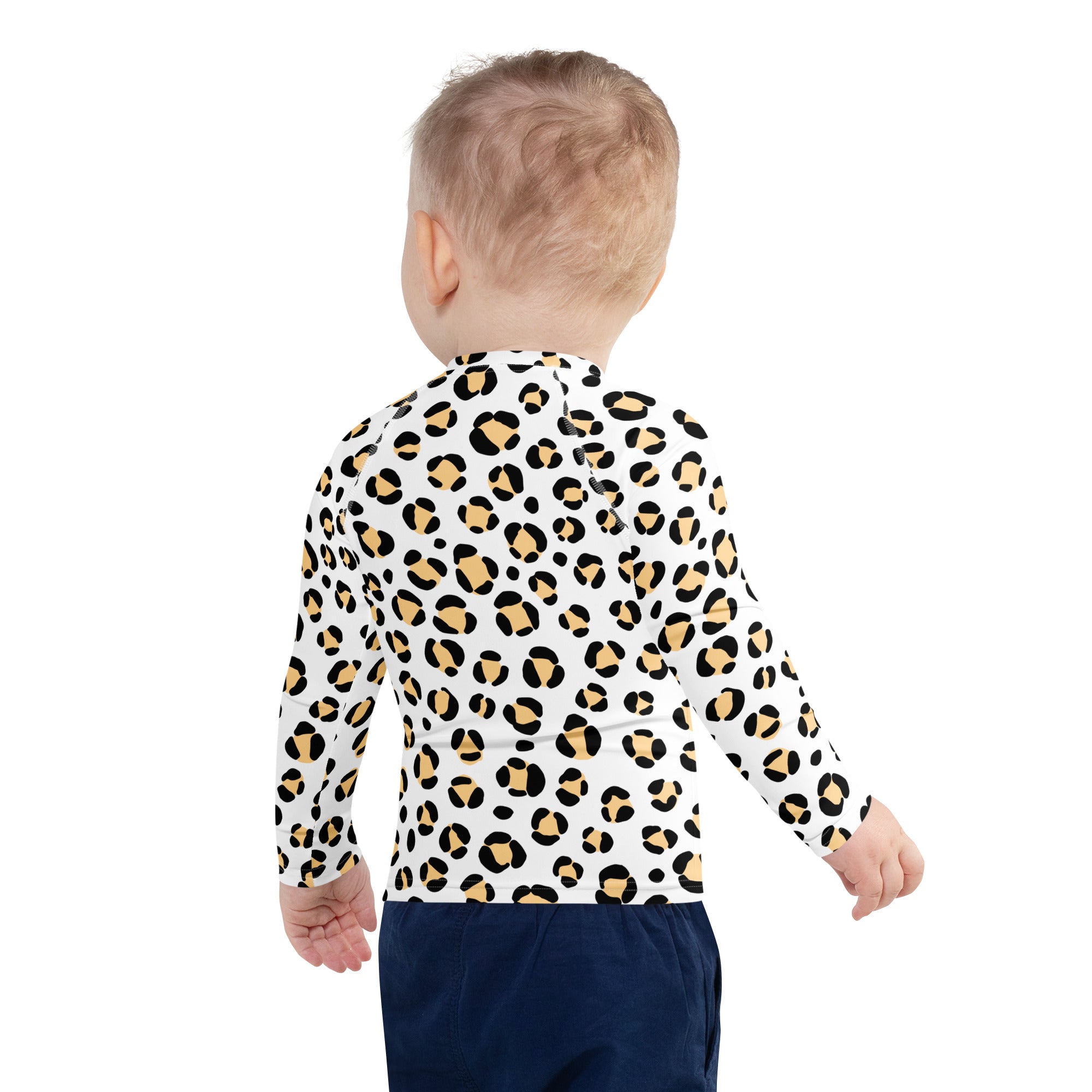 Kids Yellow Snow Leopard Long Sleeve Rash Guard Swim Shirt – Buttery Soft, Sun Safe UPF 50+ Protection, Quick Dry & 4-Way Stretch Comfort