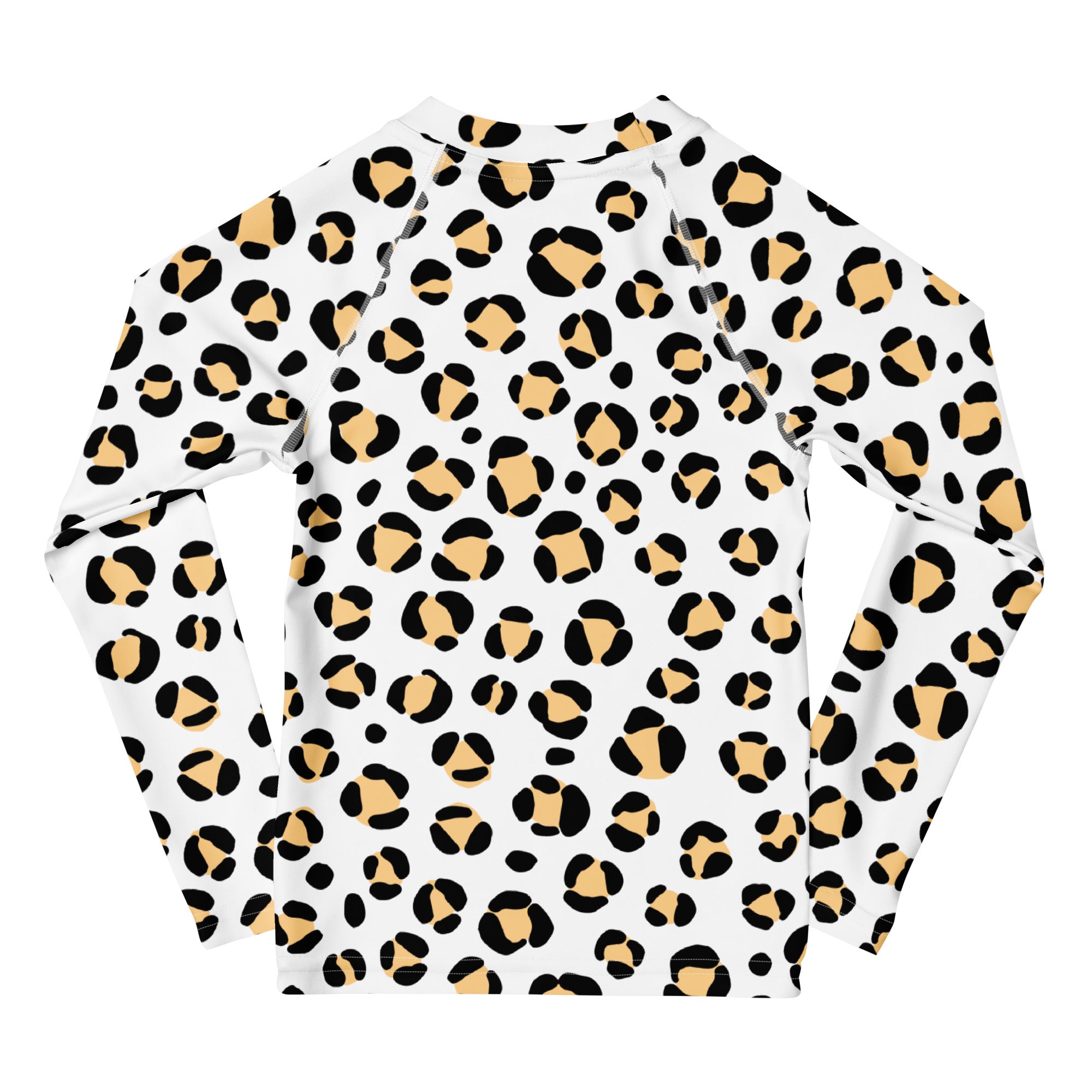 Kids Yellow Snow Leopard Long Sleeve Rash Guard Swim Shirt – Buttery Soft, Sun Safe UPF 50+ Protection, Quick Dry & 4-Way Stretch Comfort