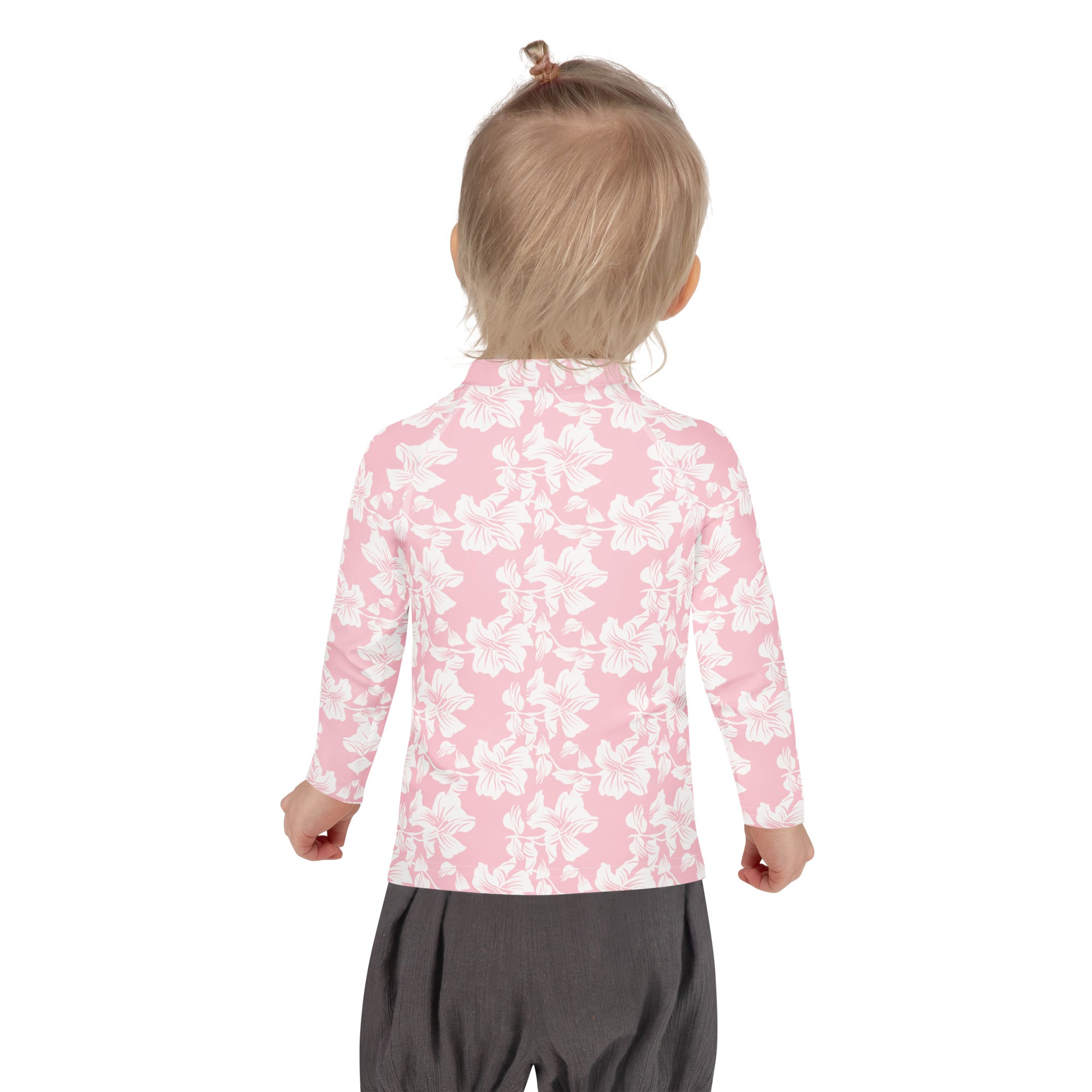 Girls Pink Tropical Hibiscus Long Sleeve Rash Guard Swim Shirt – Buttery Soft, Sun Safe UPF 50+ Protection, Quick Dry & 4-Way Stretch Comfort