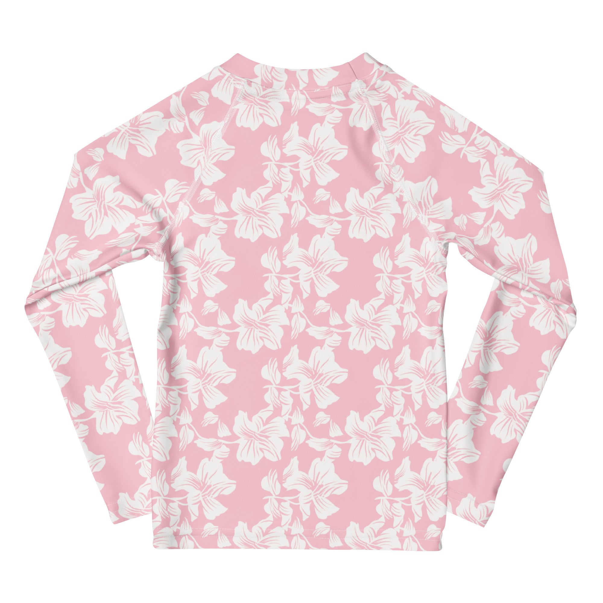 Girls Pink Tropical Hibiscus Long Sleeve Rash Guard Swim Shirt – Buttery Soft, Sun Safe UPF 50+ Protection, Quick Dry & 4-Way Stretch Comfort