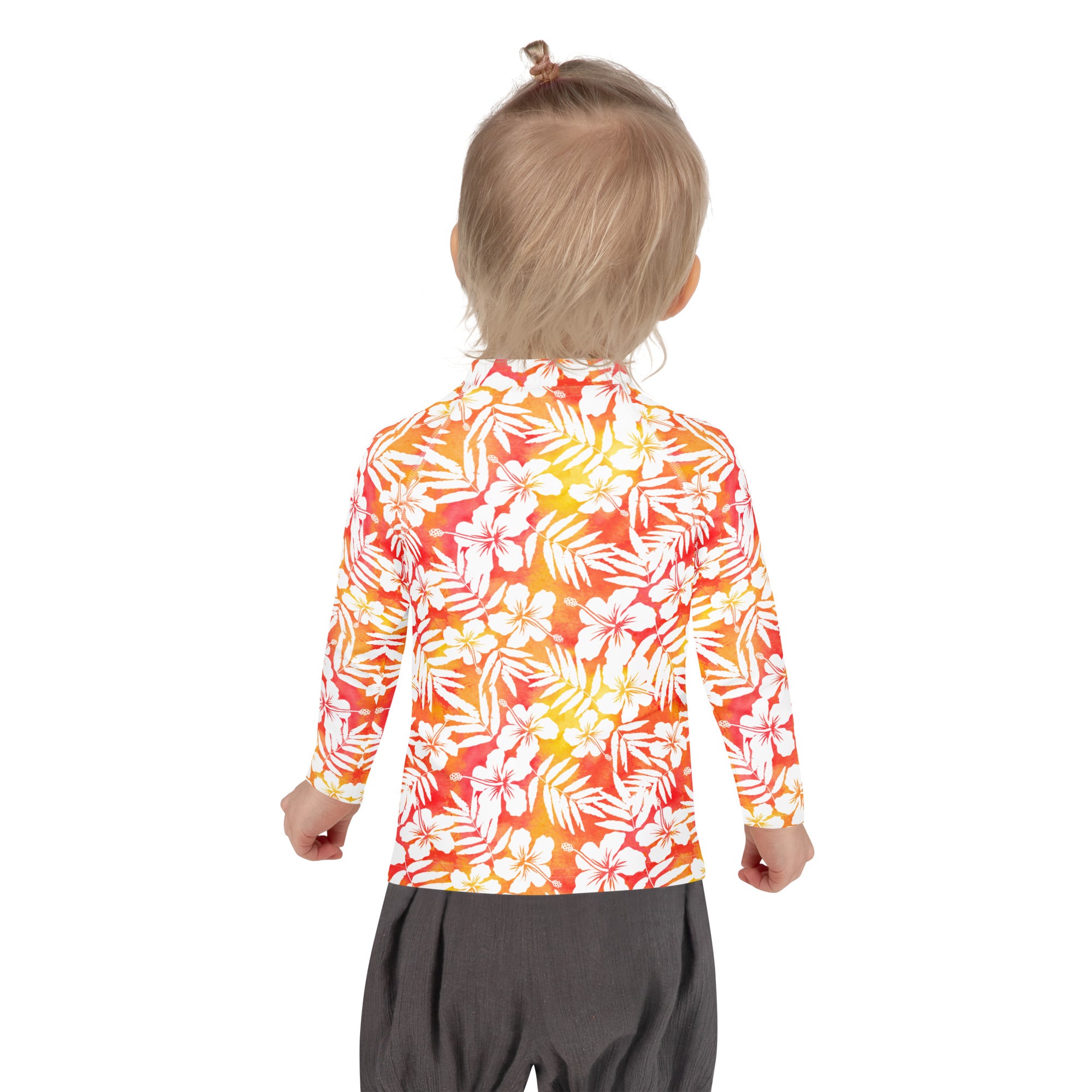 Kids Tropical Sunset Long Sleeve Rash Guard Swim Shirt – Buttery Soft, Sun Safe UPF 50+ Protection, Quick Dry & 4-Way Stretch Comfort