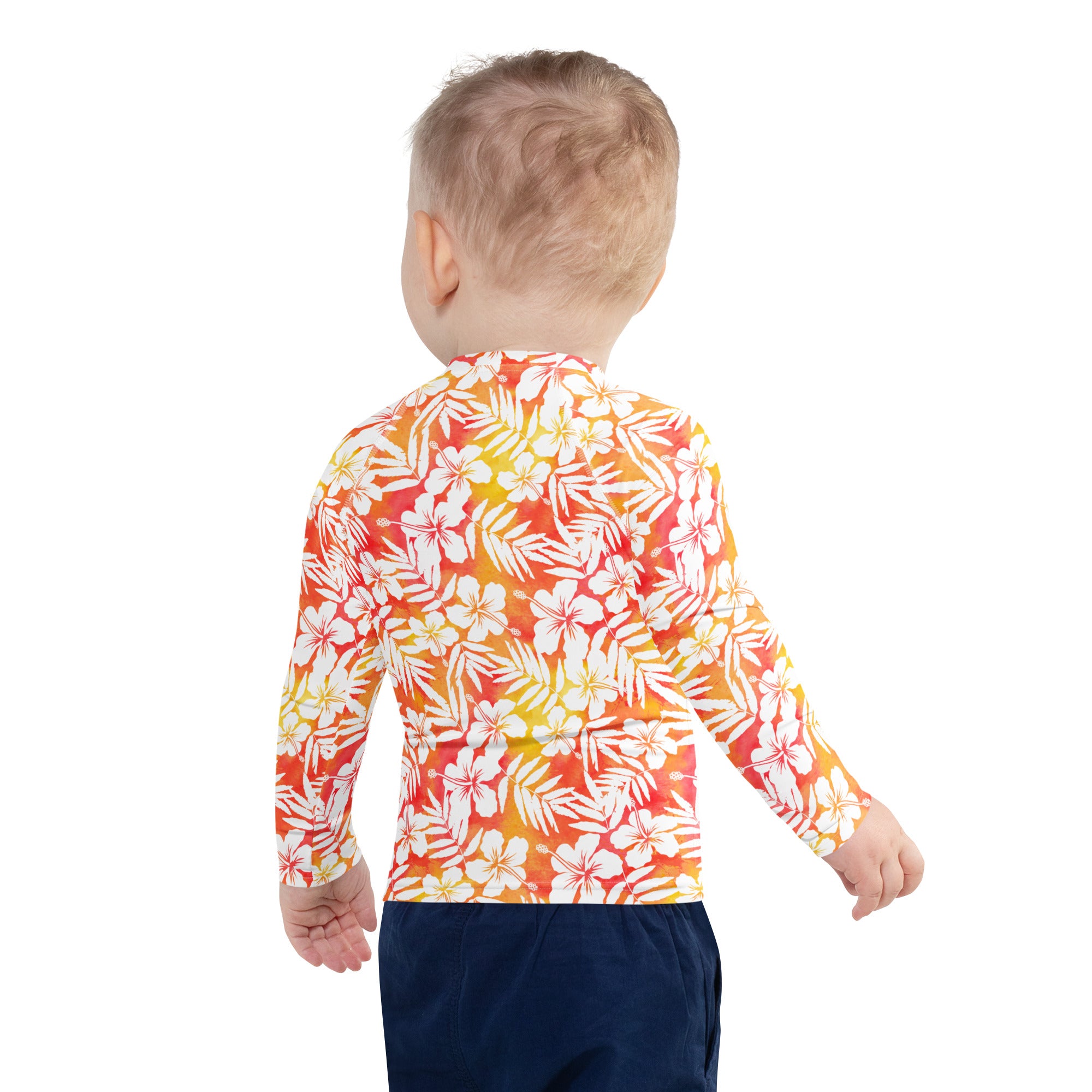 Kids Tropical Sunset Long Sleeve Rash Guard Swim Shirt – Buttery Soft, Sun Safe UPF 50+ Protection, Quick Dry & 4-Way Stretch Comfort