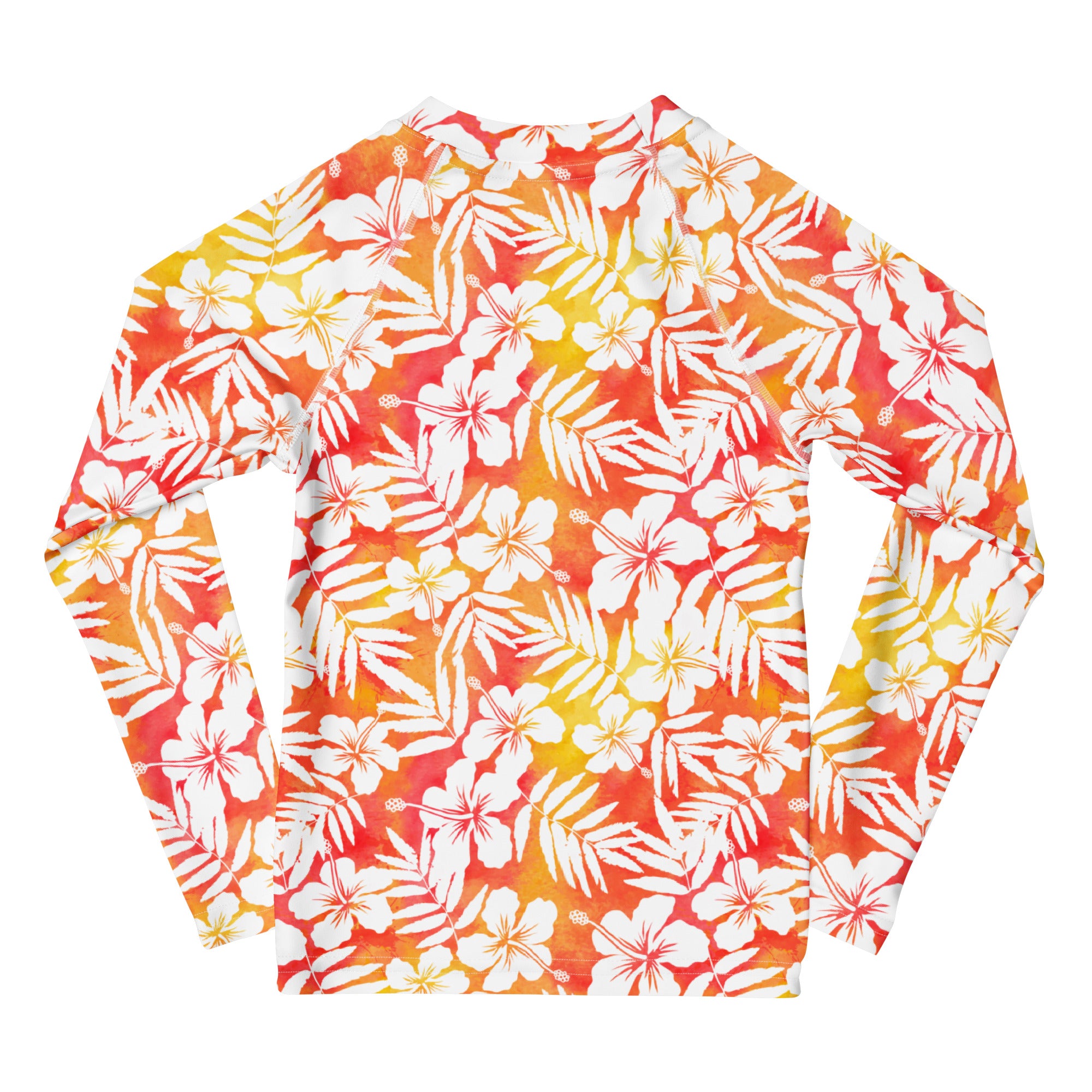 Kids Tropical Sunset Long Sleeve Rash Guard Swim Shirt – Buttery Soft, Sun Safe UPF 50+ Protection, Quick Dry & 4-Way Stretch Comfort