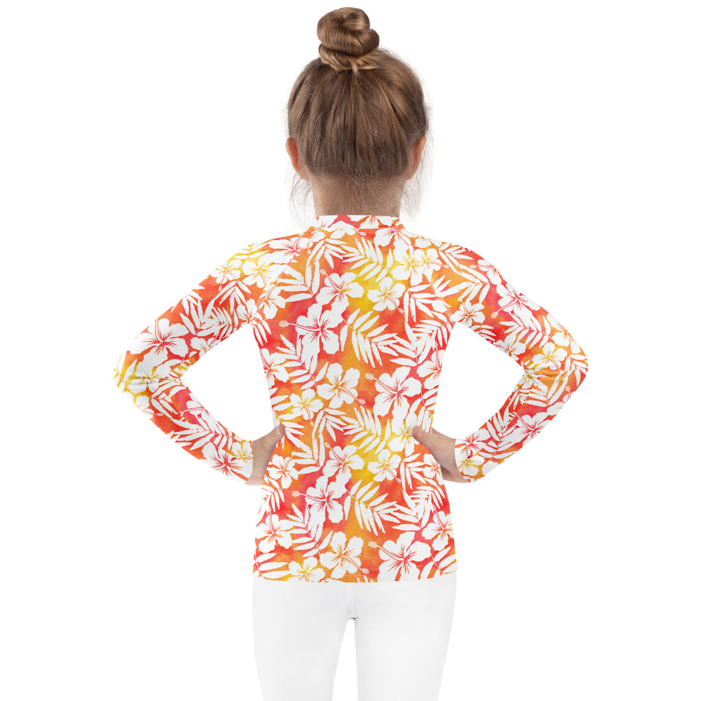 Kids Tropical Sunset Long Sleeve Rash Guard Swim Shirt – Buttery Soft, Sun Safe UPF 50+ Protection, Quick Dry & 4-Way Stretch Comfort