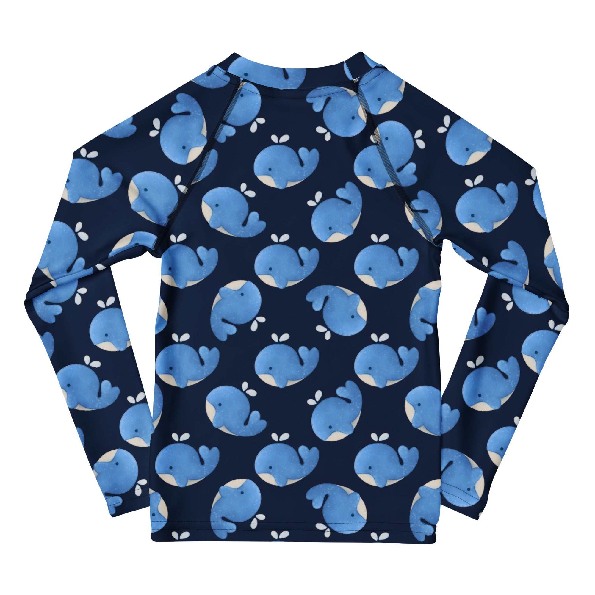 Kids Blue Whale Long Sleeve Rash Guard Swim Shirt – Buttery Soft, Sun Safe UPF 50+ Protection, Quick Dry & 4-Way Stretch Comfort