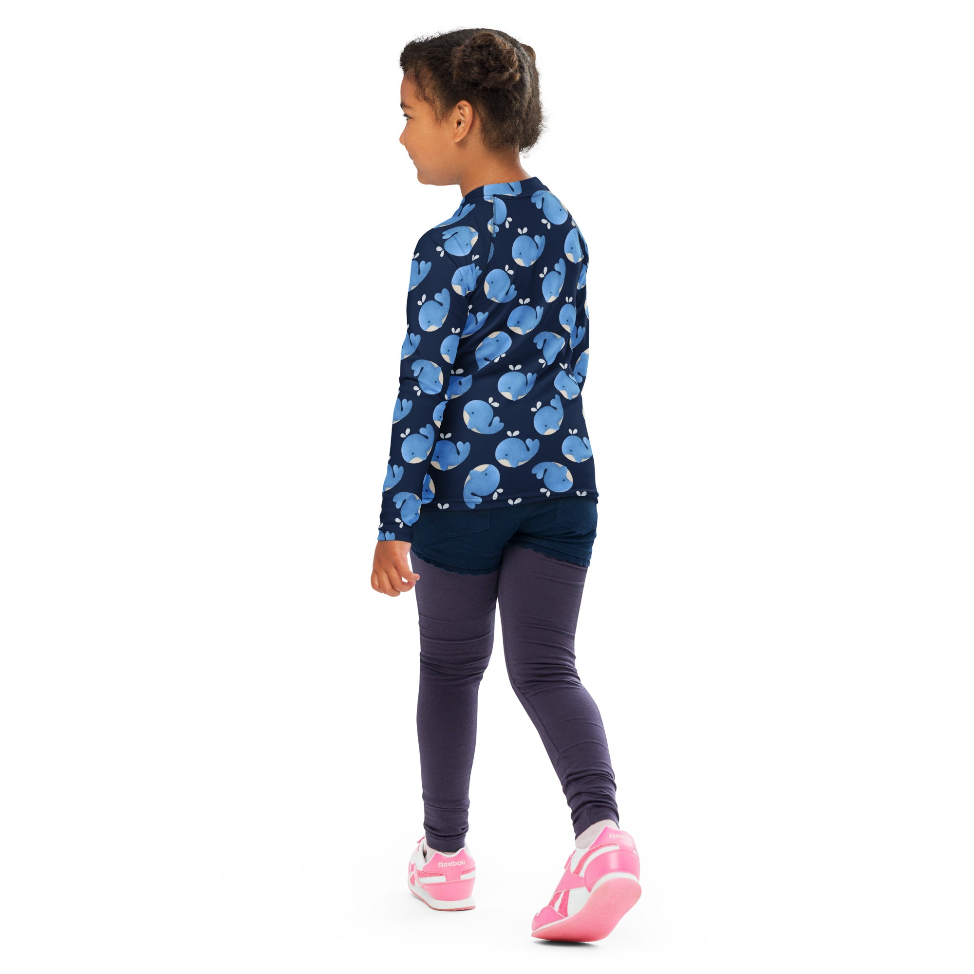 Kids Blue Whale Long Sleeve Rash Guard Swim Shirt – Buttery Soft, Sun Safe UPF 50+ Protection, Quick Dry & 4-Way Stretch Comfort