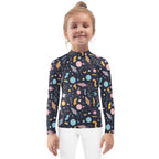 Kids Outer Space Rash Guard Long Sleeve Swim Shirt With UPF 50+