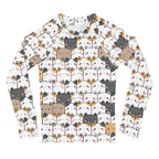 Girls Kawaii Cat Face Long Sleeve Rash Guard Swim Shirt With UPF 50+