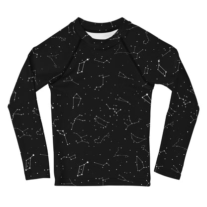 Kids Realistic Constellations Long Sleeve Rash Guard Swim Shirt With UPF 50+