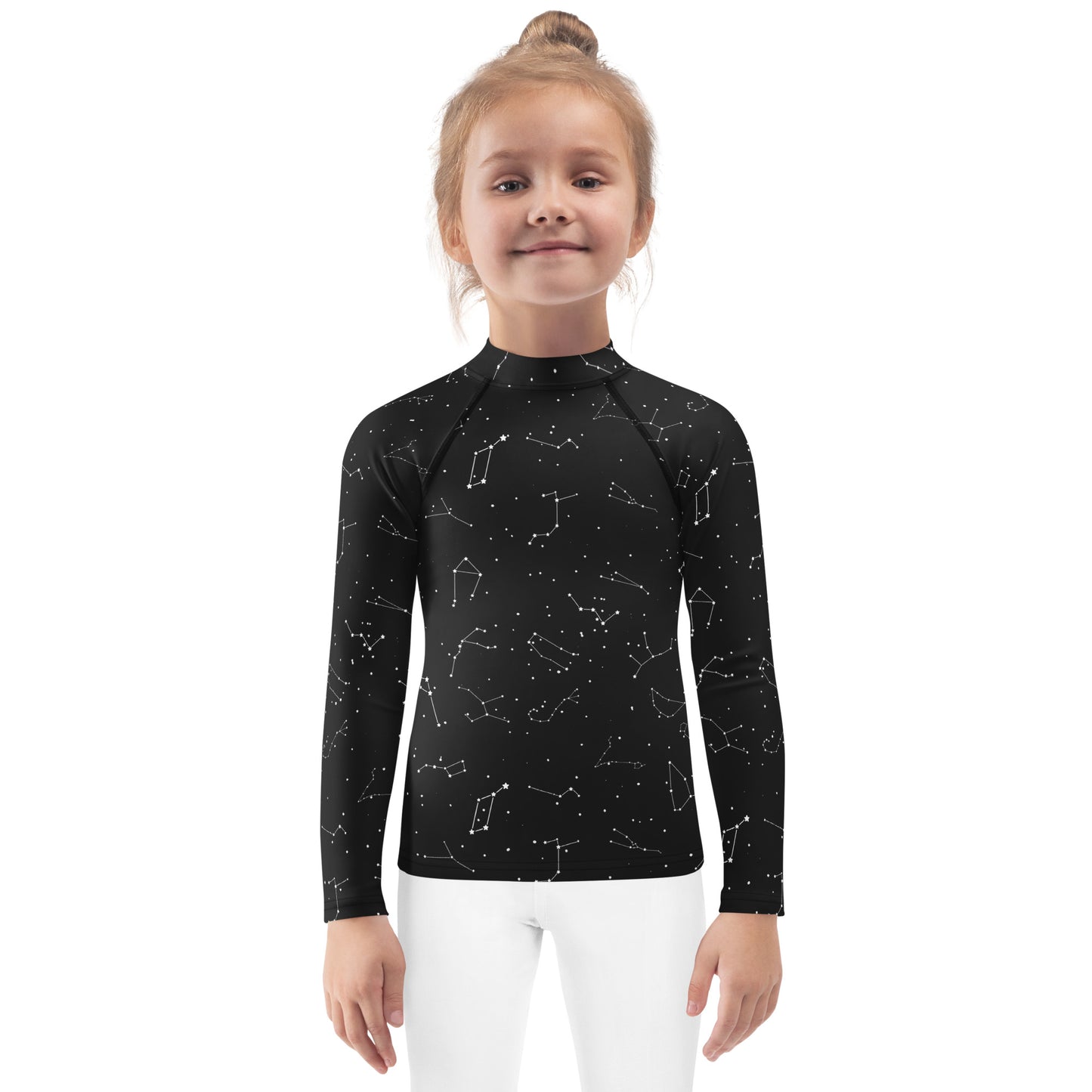 Kids Realistic Constellations Long Sleeve Rash Guard Swim Shirt With UPF 50+