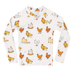 Kids Chicken Pattern Long Sleeve Rash Guard Swim Shirt With UPF 50+