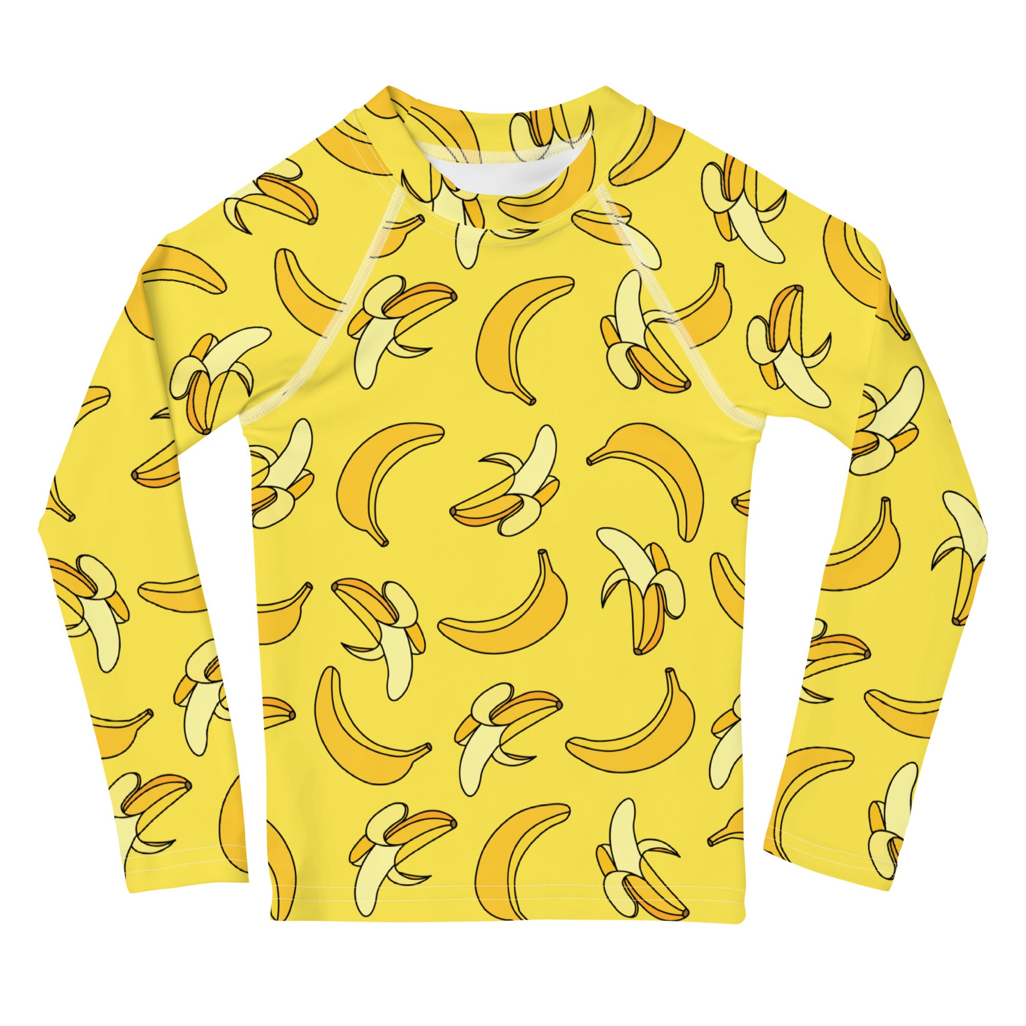 Kids Banana Long Sleeve Rash Guard Swim Shirt With UPF 50+