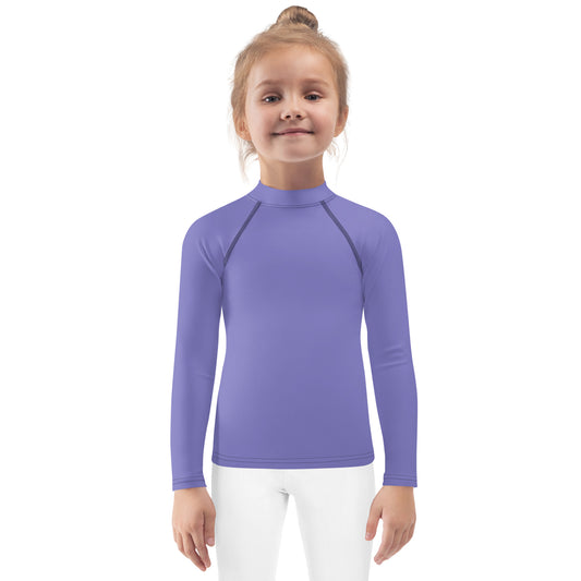 Girls Purple Long Sleeve Rash Guard Swim Shirt With UPF 50+