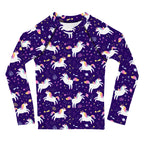 Girls Space Unicorn Long Sleeve Rash Guard Swim Shirt With UPF 50+