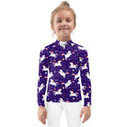 Girls Space Unicorn Long Sleeve Rash Guard Swim Shirt With UPF 50+