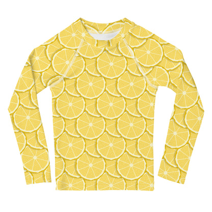 Kids Lemon Long Sleeve Rash Guard Swim Shirt With UPF 50+