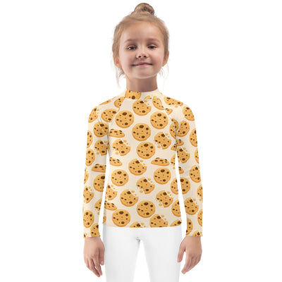 Kids Chocolate Chip Cookies Long Sleeve Rash Guard Swim Shirt With UPF 50+