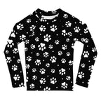 Kids Paw Print Long Sleeve Rash Guard Swim Shirt With UPF 50+