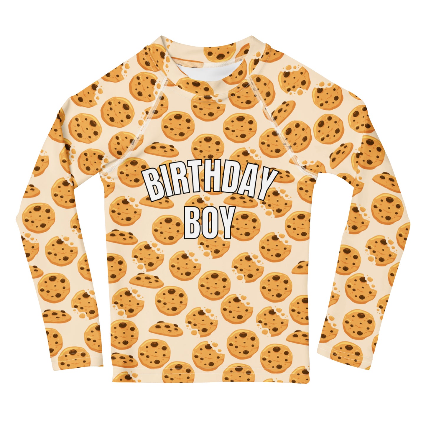 Birthday Boy Chocolate Chip Cookies Long Sleeve Rash Guard Swim Shirt With UPF 50+