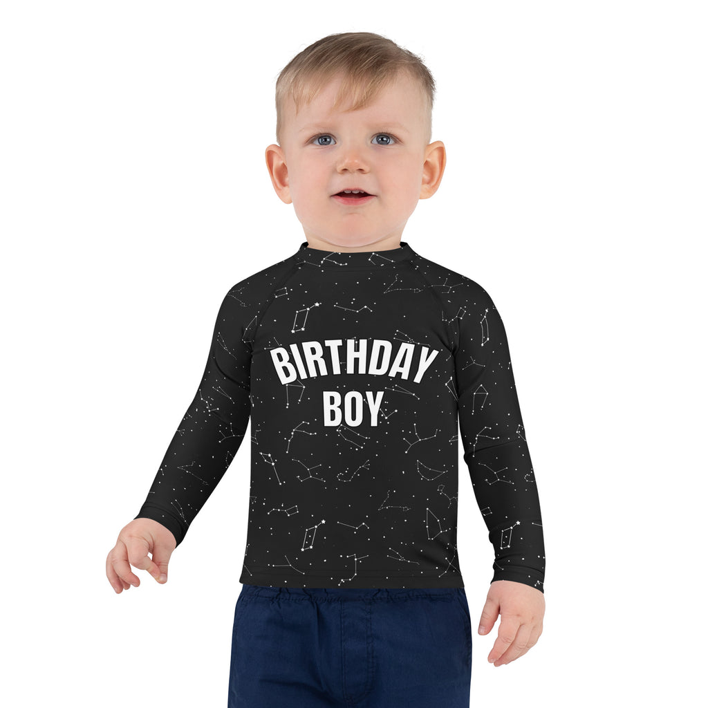Birthday Boy Realistic Constelations Long Sleeve Rash Guard Swim Shirt With UPF 50+