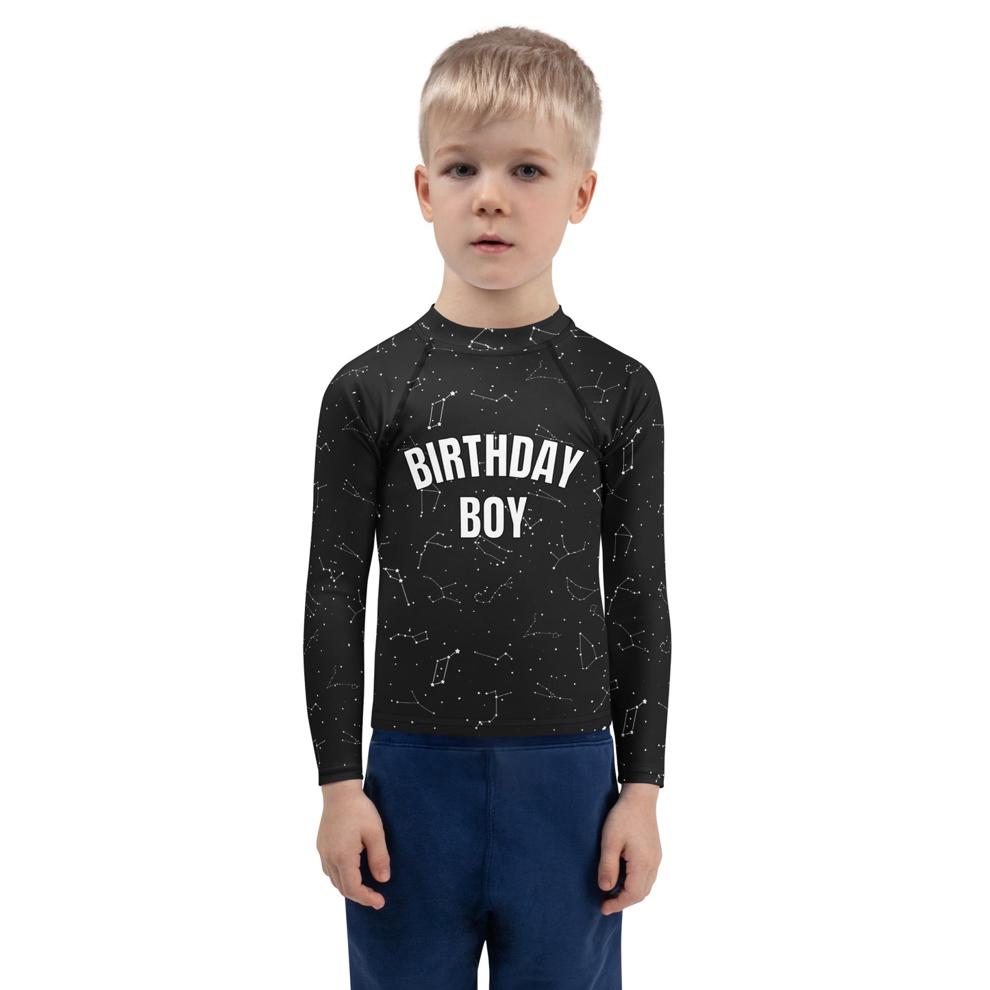 Birthday Boy Realistic Constelations Long Sleeve Rash Guard Swim Shirt With UPF 50+